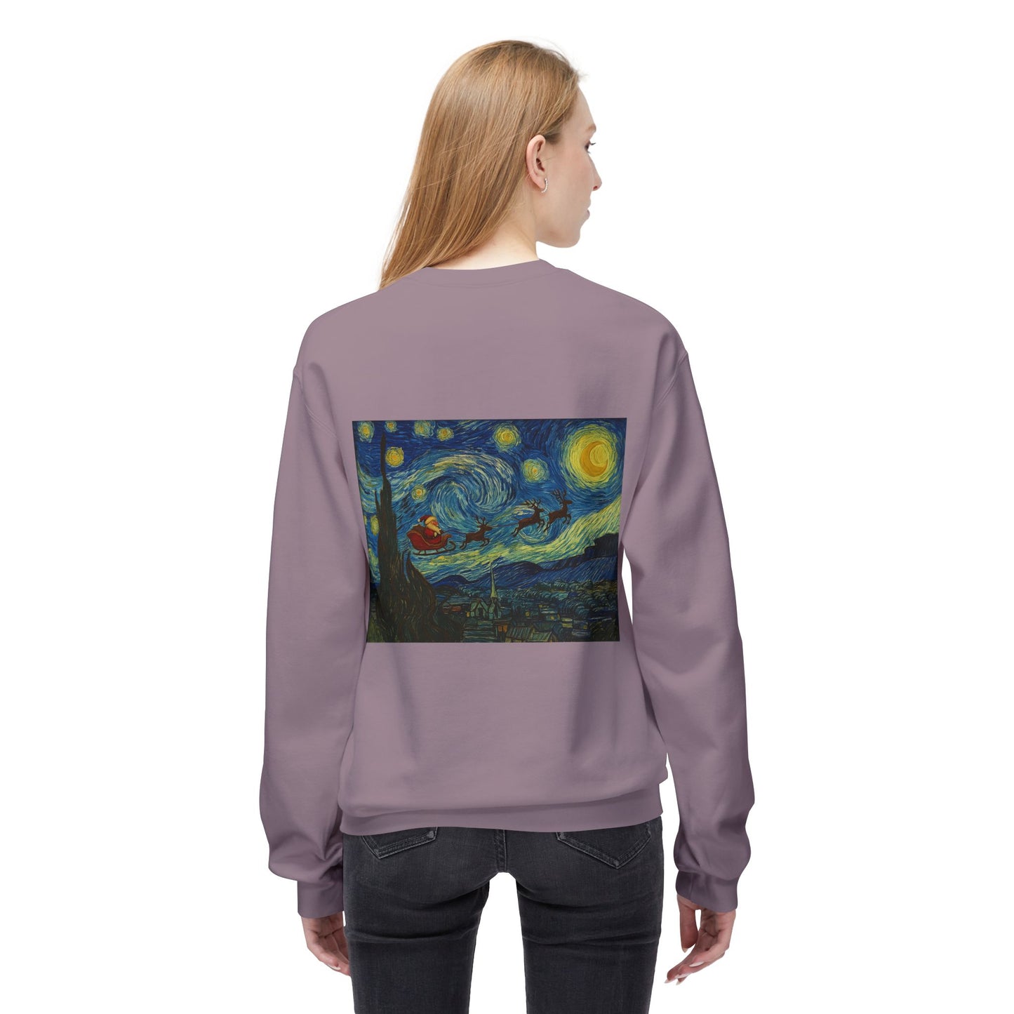 Starry Night Parody Crewneck Sweatshirt | Van Gogh Style Night Sky Print