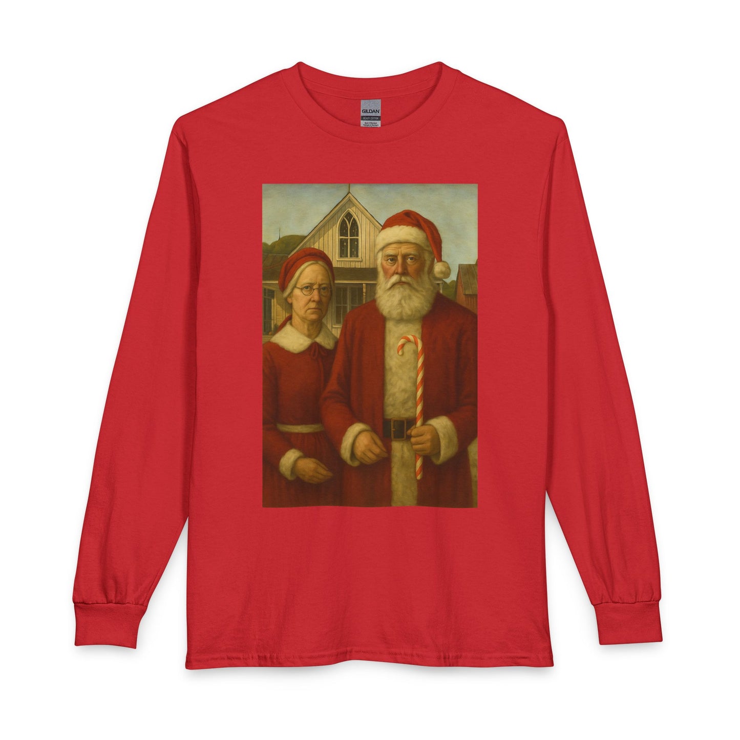 Vintage Santa and Mrs Claus Painting Long Sleeve Tee | Christmas Holiday Shirt