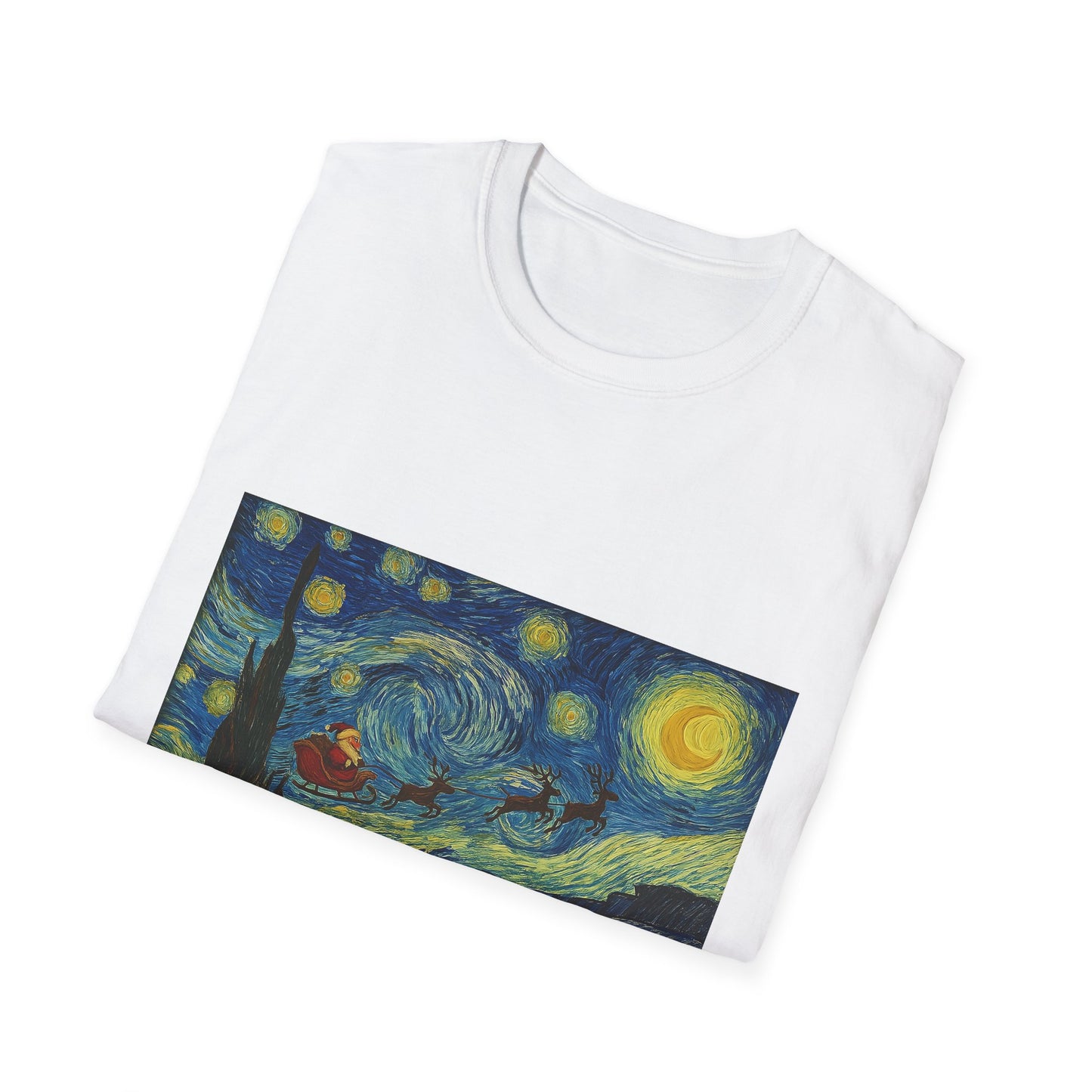 Starry Night Parody with Red Car T-Shirt | Van Gogh Style Night Sky Print