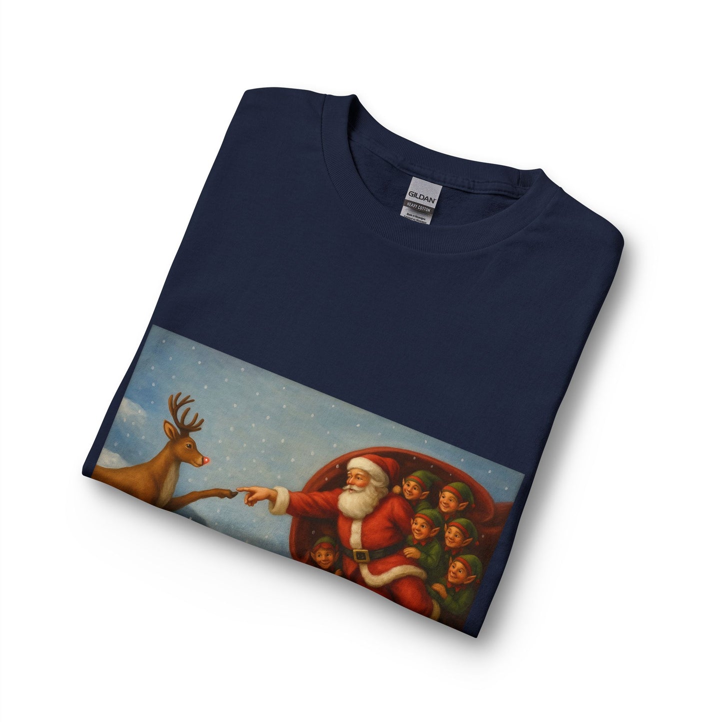 Santa Reaching for Reindeer Long Sleeve Shirt | Christmas Holiday Illustration