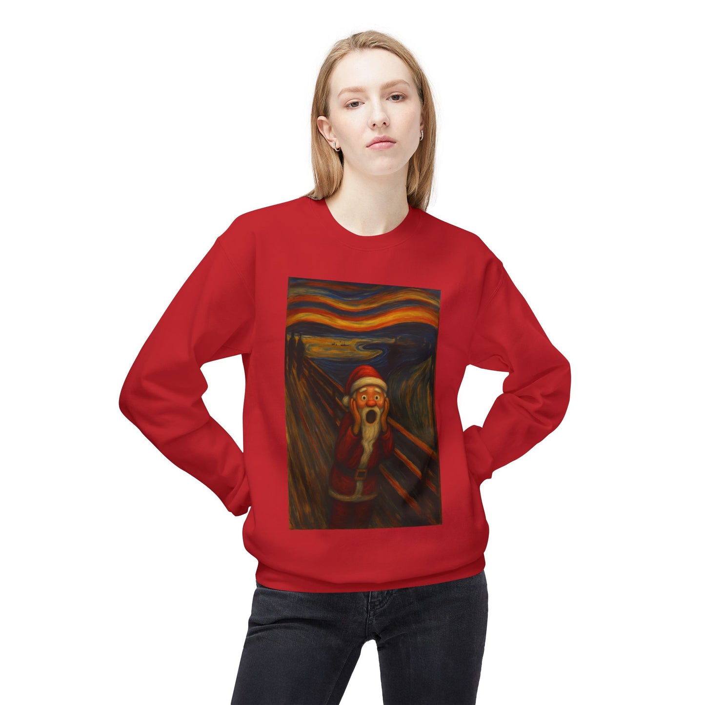 Santa Scream painting Crewneck Sweatshirt | Christmas holiday art
