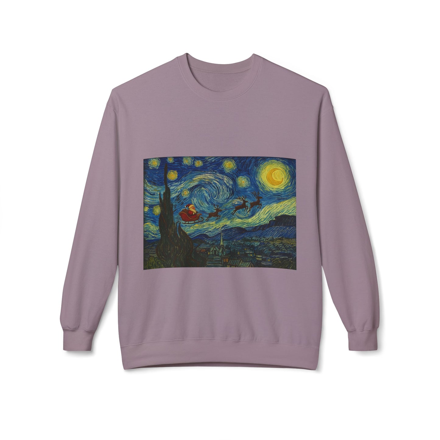Starry Night Parody Crewneck Sweatshirt | Van Gogh Style Night Sky Print