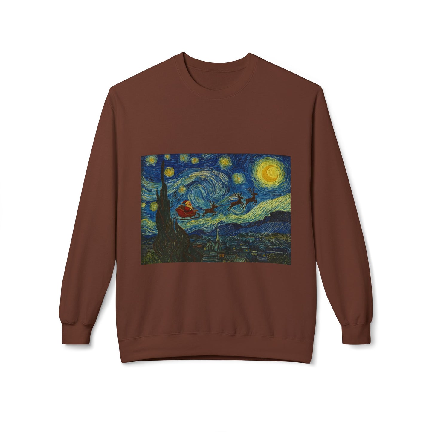 Starry Night Parody Crewneck Sweatshirt | Van Gogh Style Night Sky Print