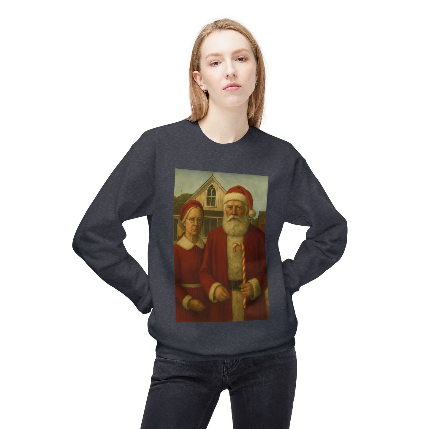 Santa and Mrs. Claus Portrait Sweatshirt | Vintage Holiday Illustration