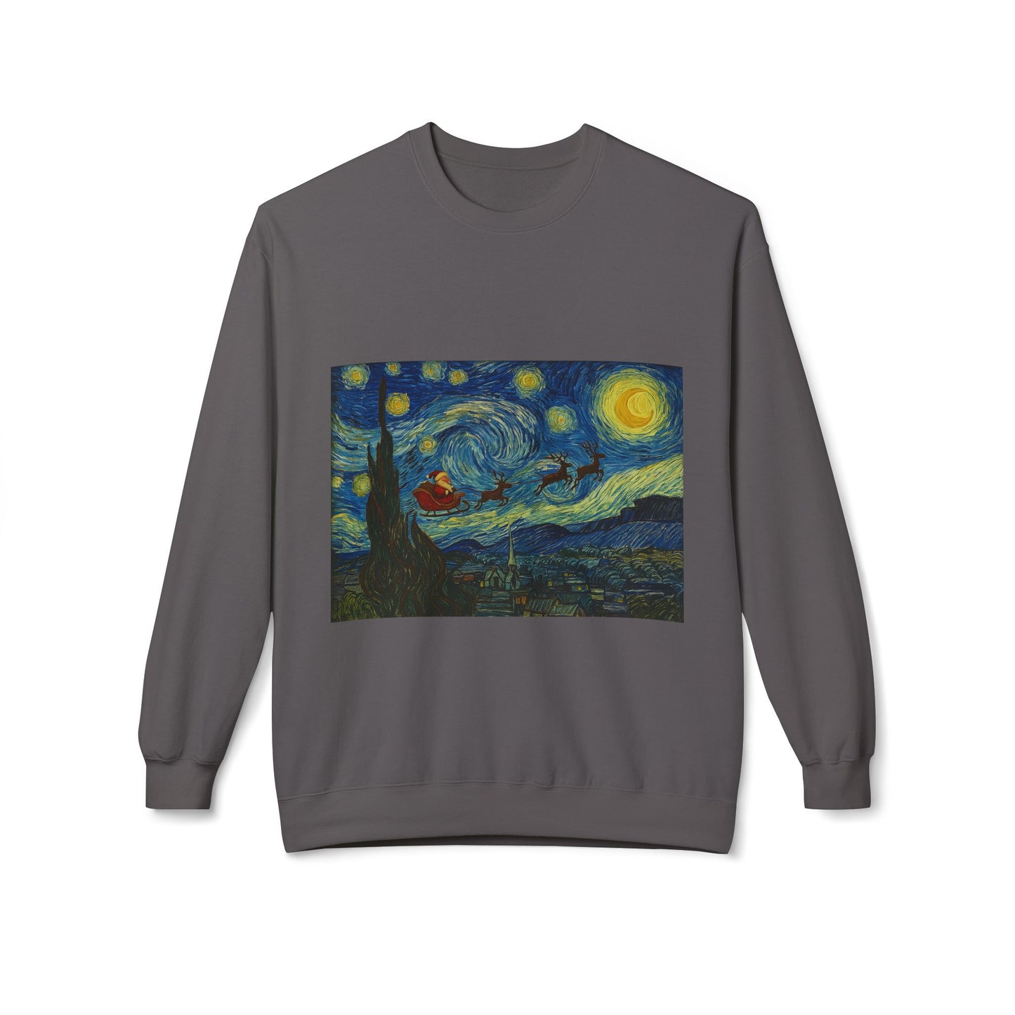 Starry Night Parody Crewneck Sweatshirt | Van Gogh Style Night Sky Print