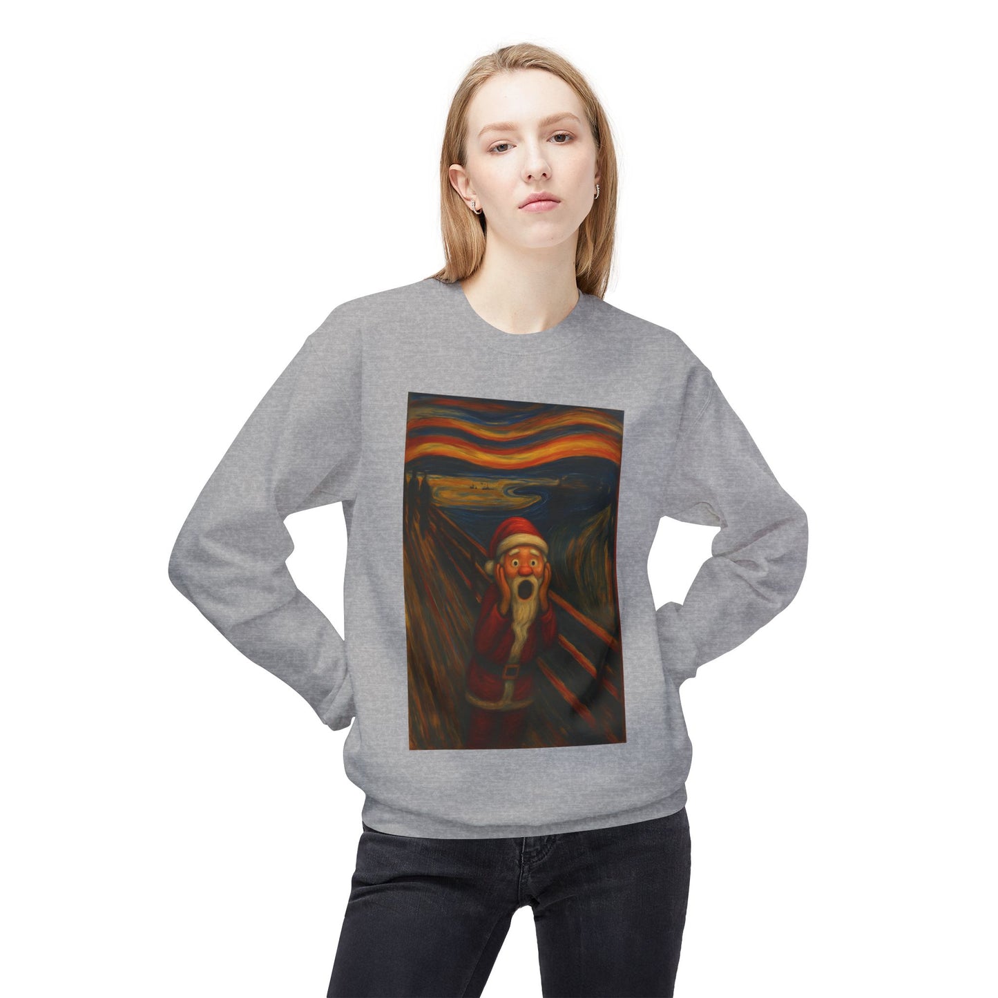 Santa Scream painting Crewneck Sweatshirt | Christmas holiday art