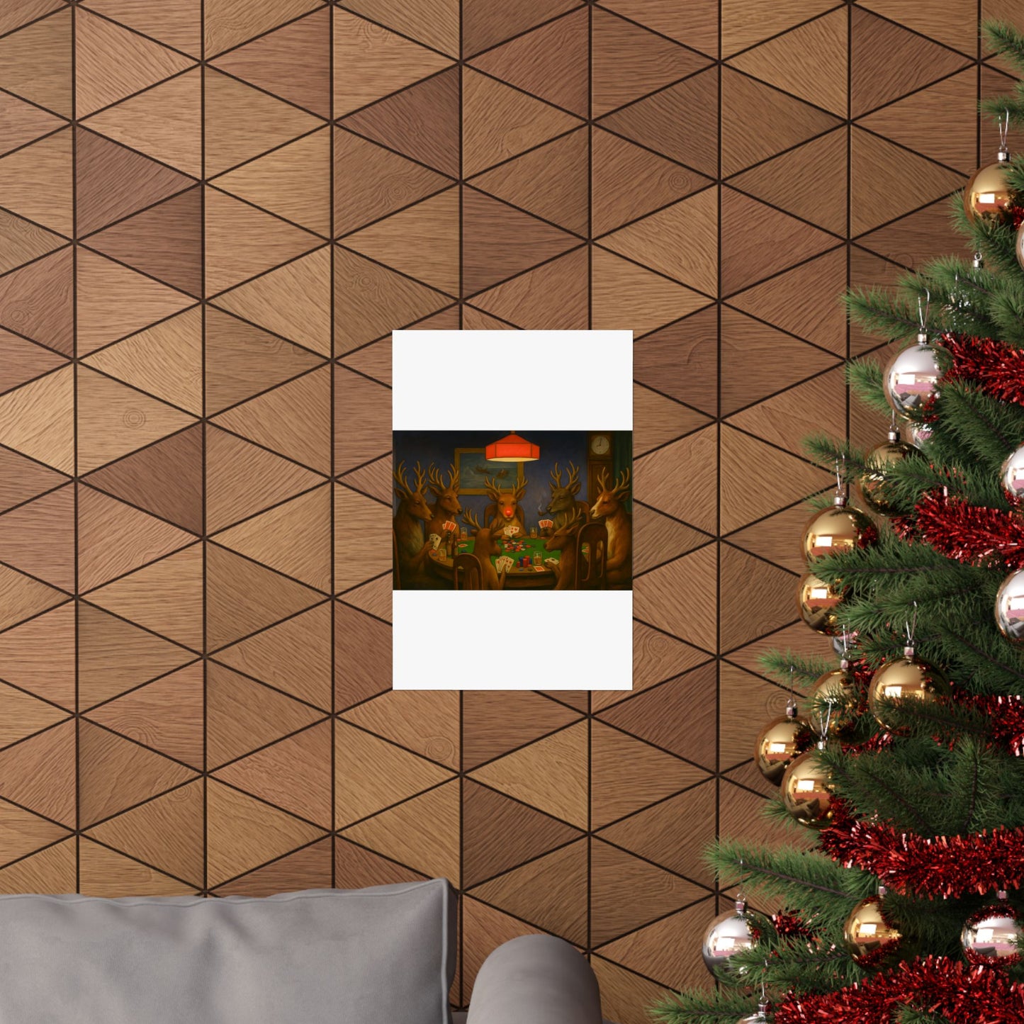 Rudolph Poker Night Poster | Matte Vertical Poster, Reindeer Card Game Art