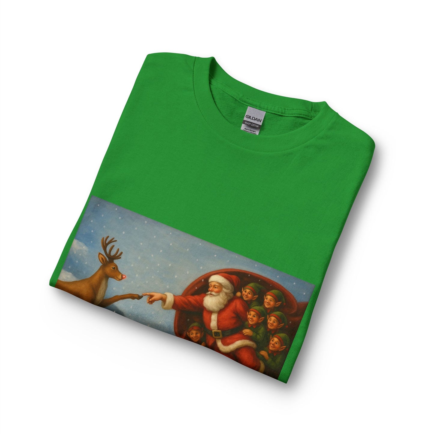 Santa Reaching for Reindeer Long Sleeve Shirt | Christmas Holiday Illustration