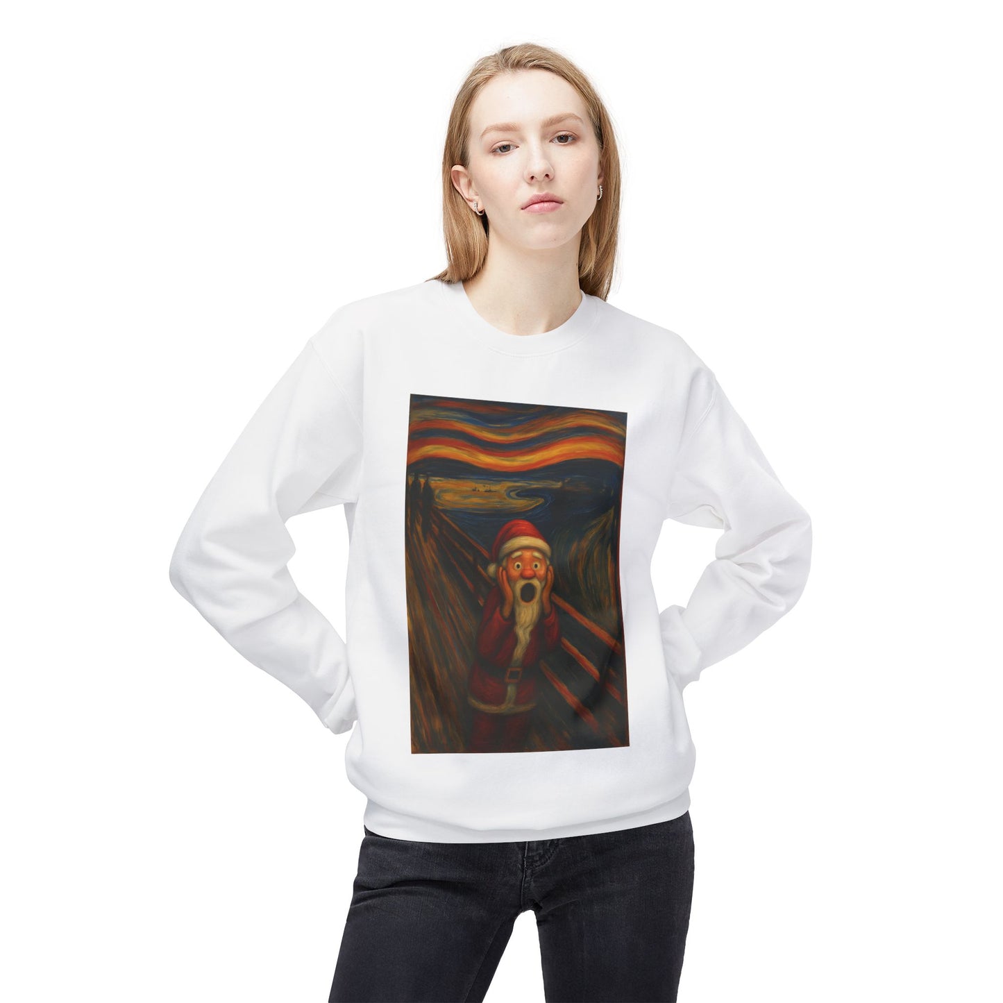 Santa Scream painting Crewneck Sweatshirt | Christmas holiday art