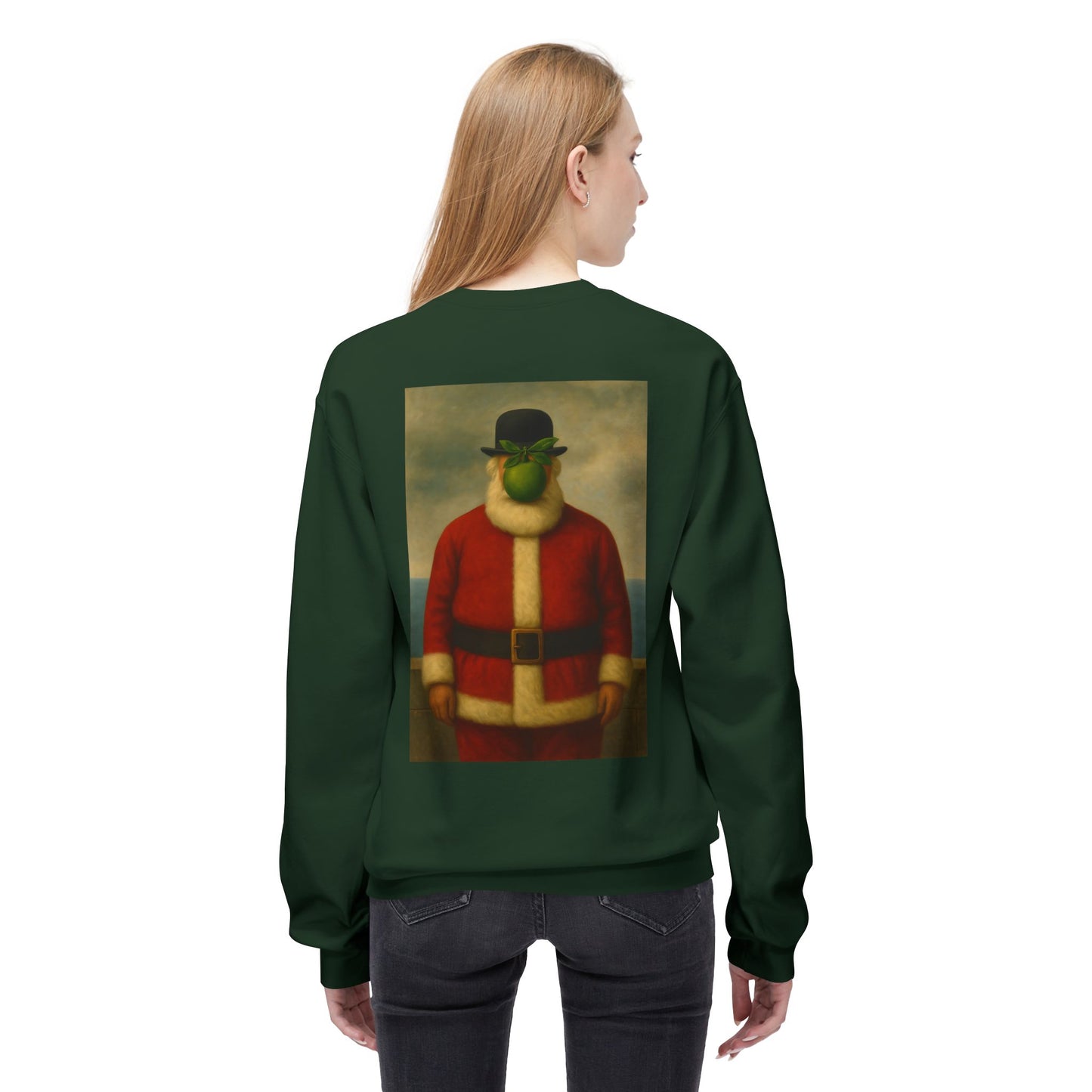 Surreal Pear Man Santa Sweatshirt | Holiday Art Hoodie-Style Crew