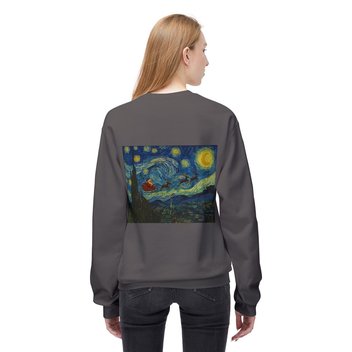 Starry Night Parody Crewneck Sweatshirt | Van Gogh Style Night Sky Print