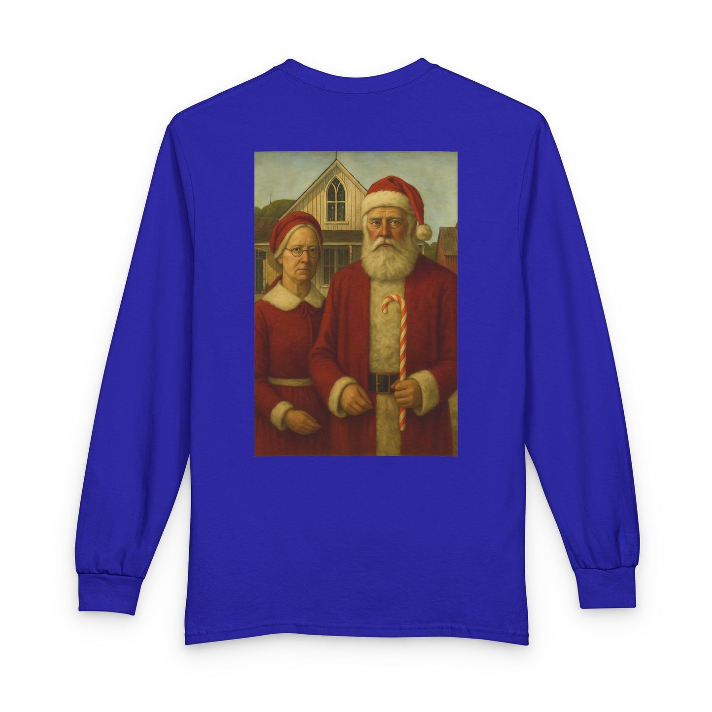 Vintage Santa and Mrs Claus Painting Long Sleeve Tee | Christmas Holiday Shirt