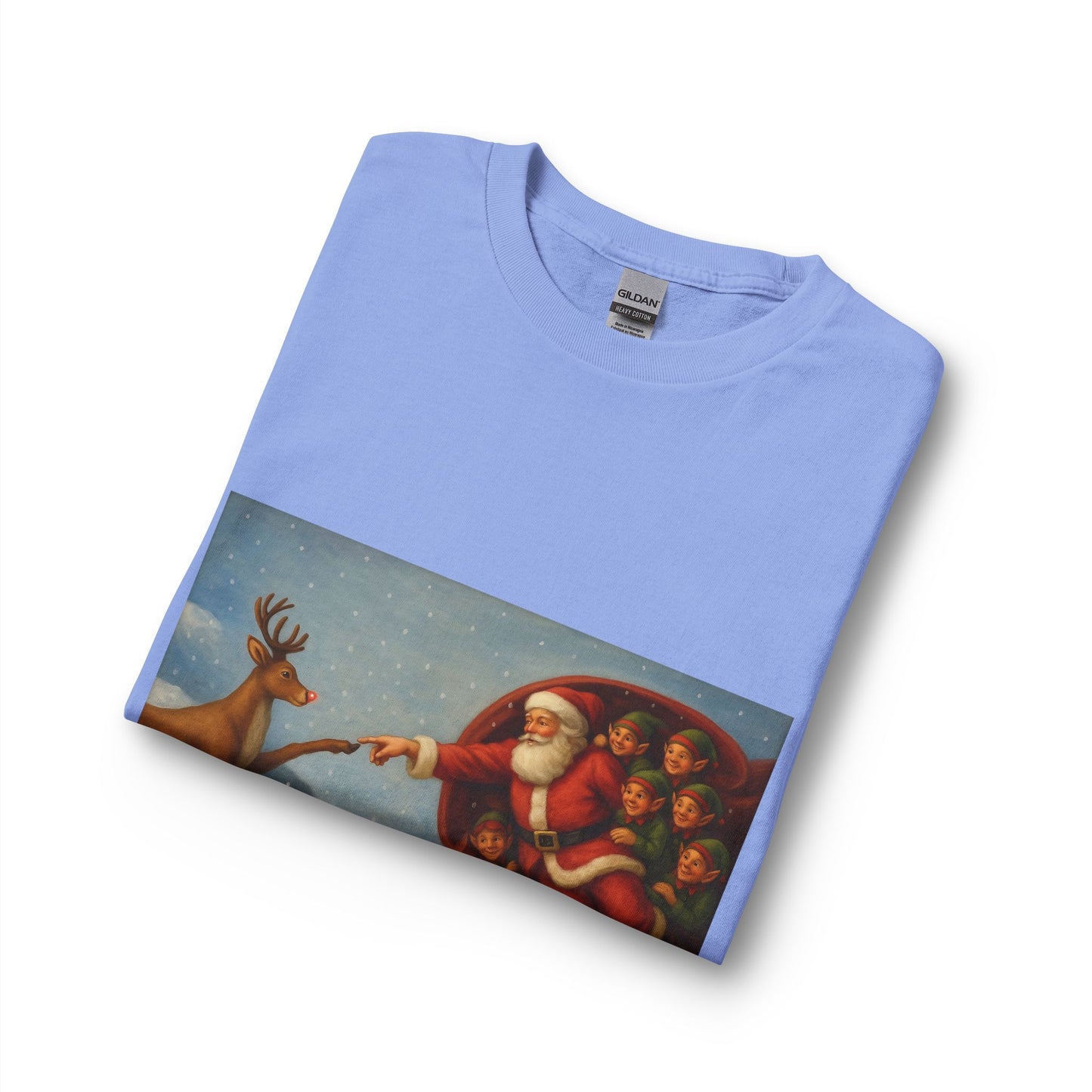 Santa Reaching for Reindeer Long Sleeve Shirt | Christmas Holiday Illustration