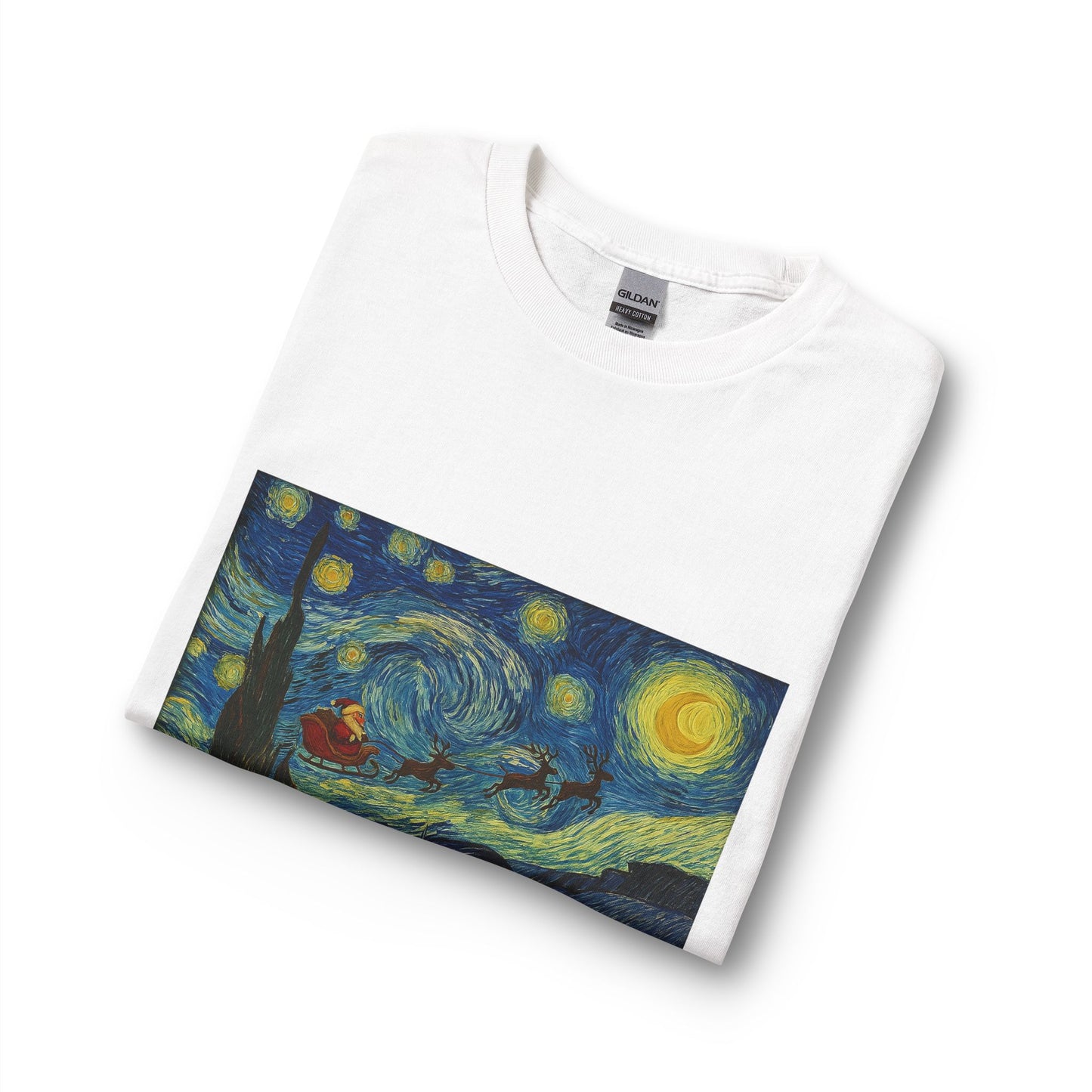 Starry Night Santa Long Sleeve T-Shirt | Van Gogh Style Christmas Artwork