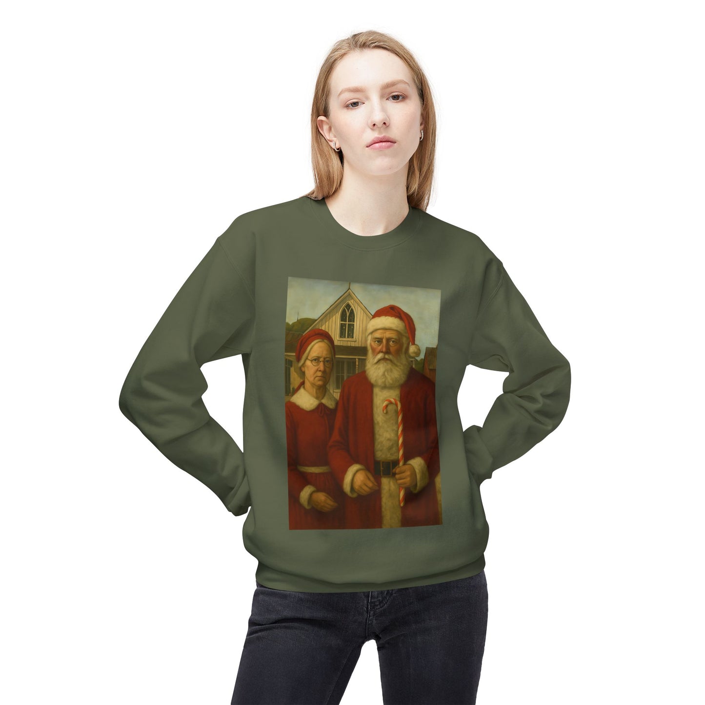 Santa and Mrs. Claus Portrait Sweatshirt | Vintage Holiday Illustration