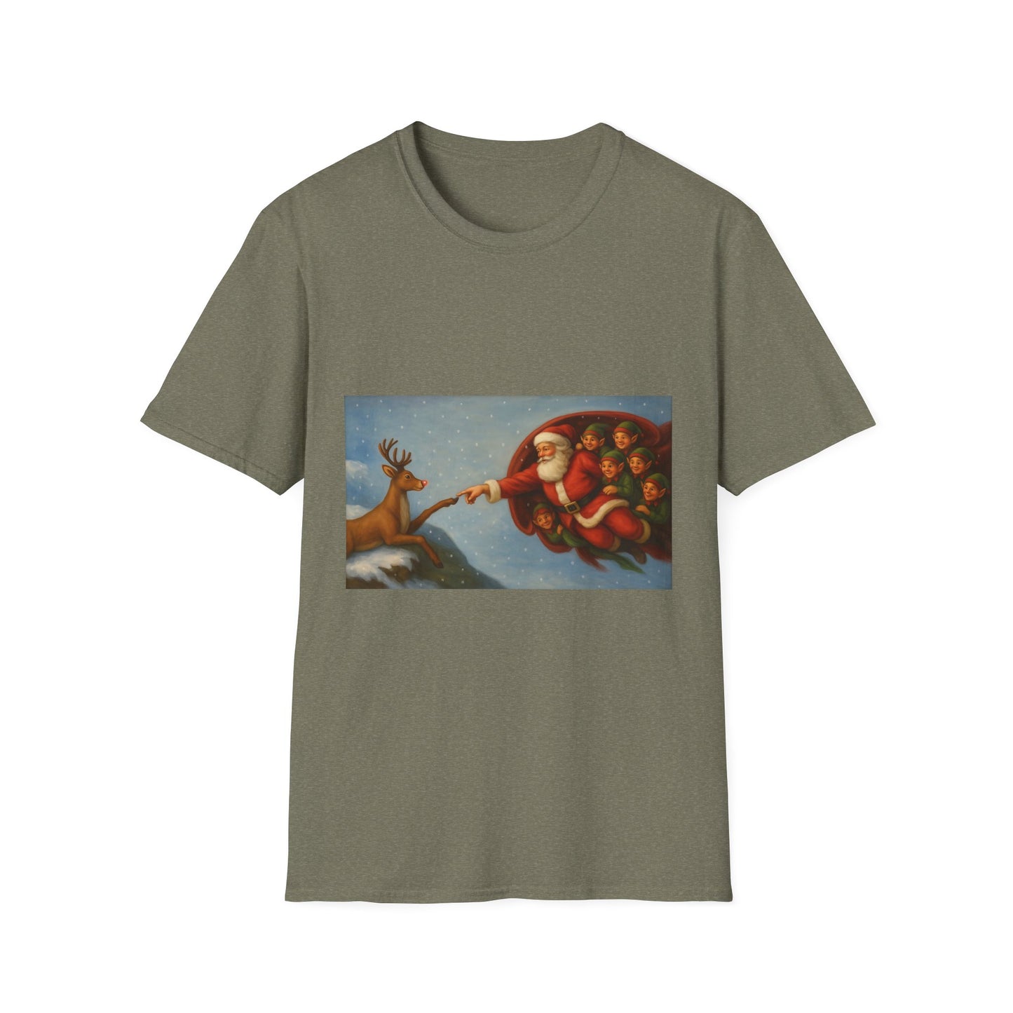Santa and Reindeer T-Shirt | Christmas Holiday Illustration