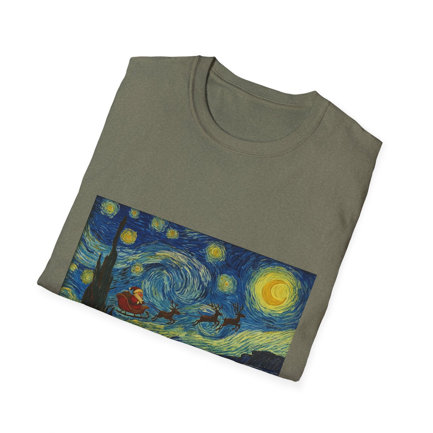 Starry Night Parody with Red Car T-Shirt | Van Gogh Style Night Sky Print