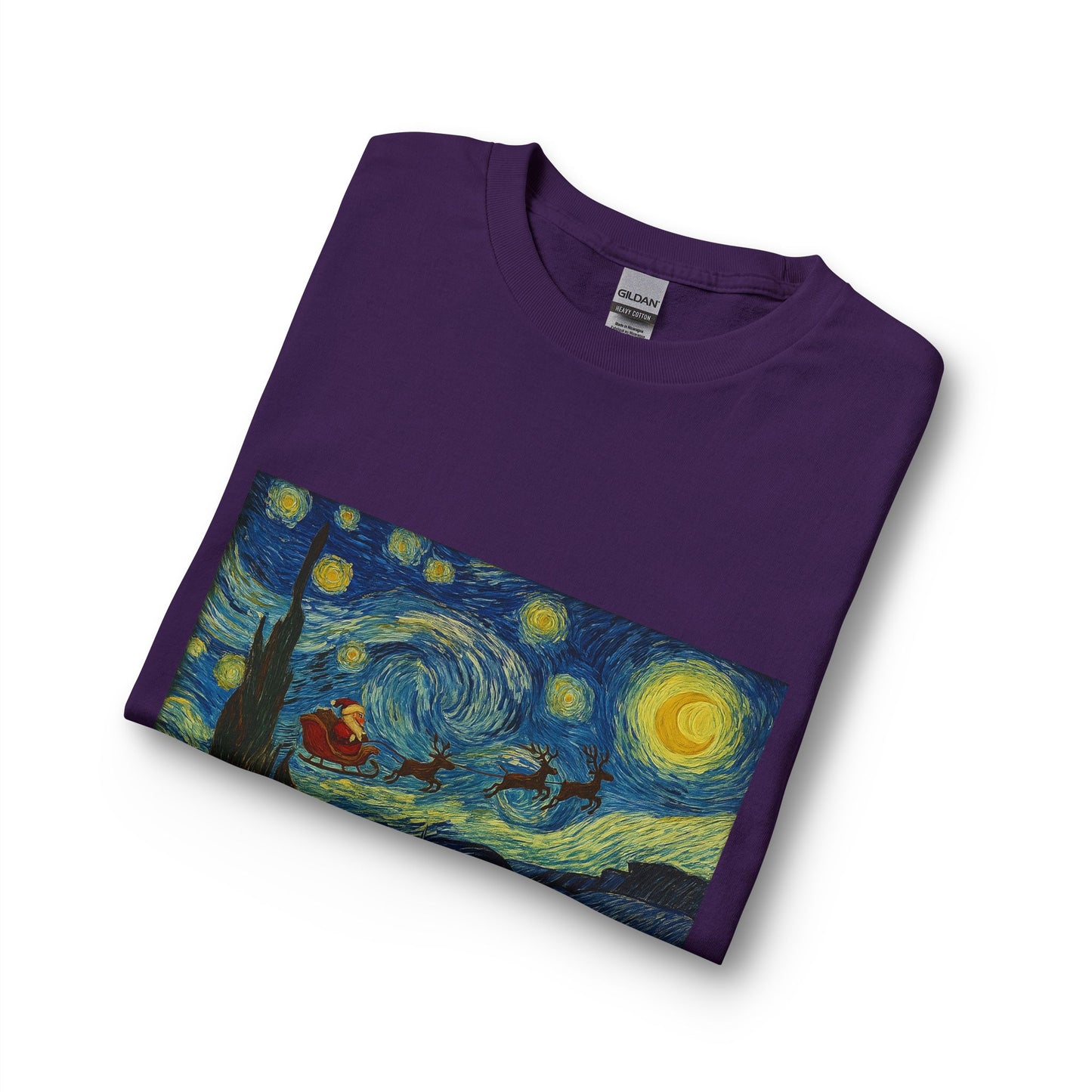 Starry Night Santa Long Sleeve T-Shirt | Van Gogh Style Christmas Artwork