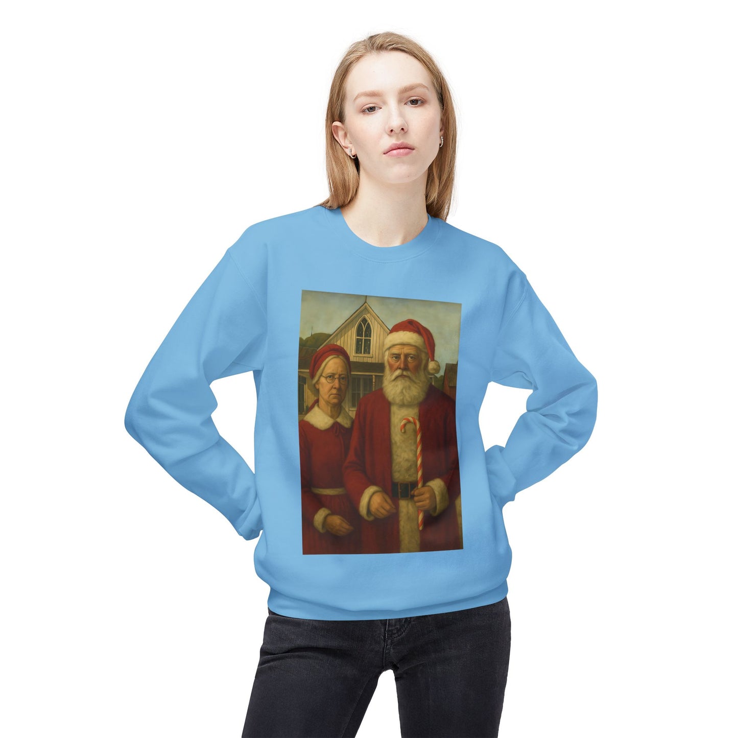 Santa and Mrs. Claus Portrait Sweatshirt | Vintage Holiday Illustration