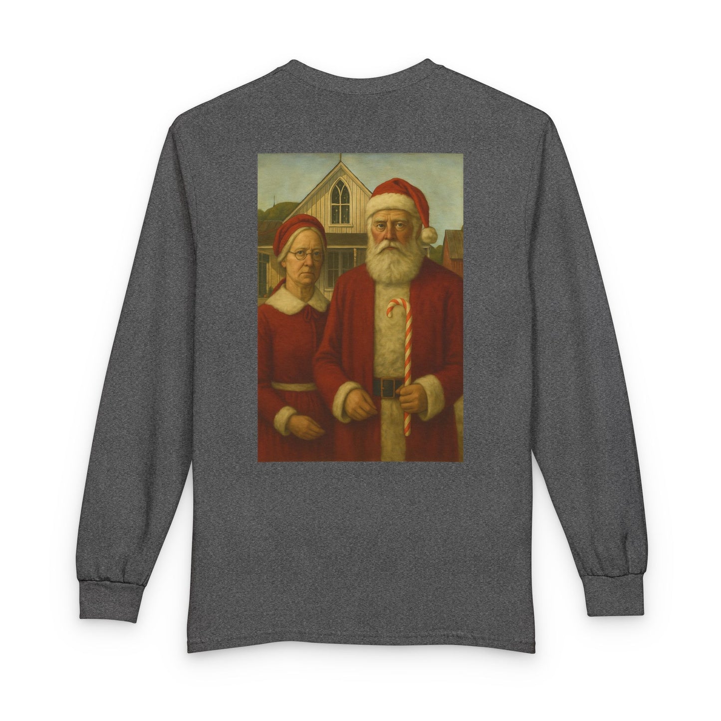 Vintage Santa and Mrs Claus Painting Long Sleeve Tee | Christmas Holiday Shirt