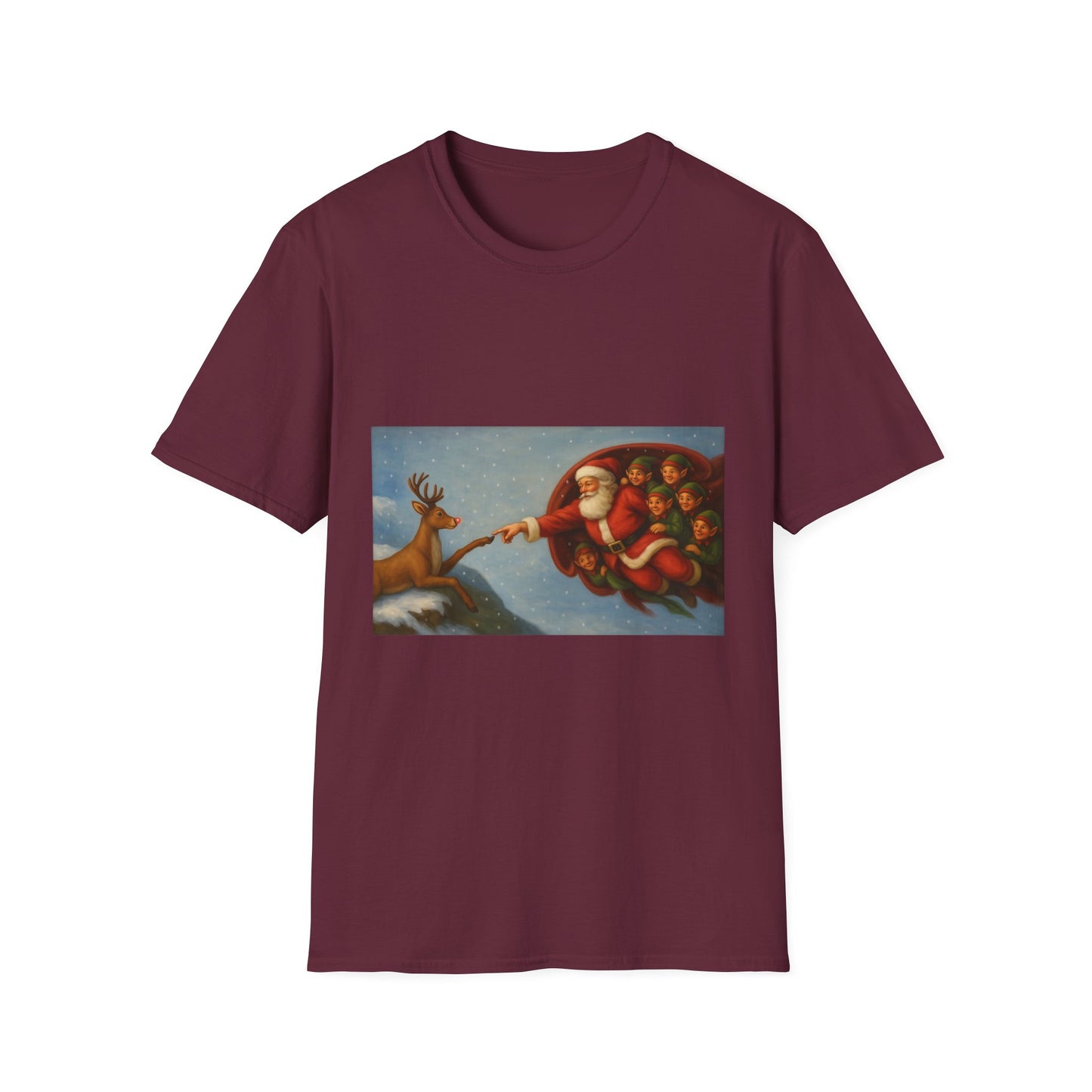 Santa and Reindeer T-Shirt | Christmas Holiday Illustration