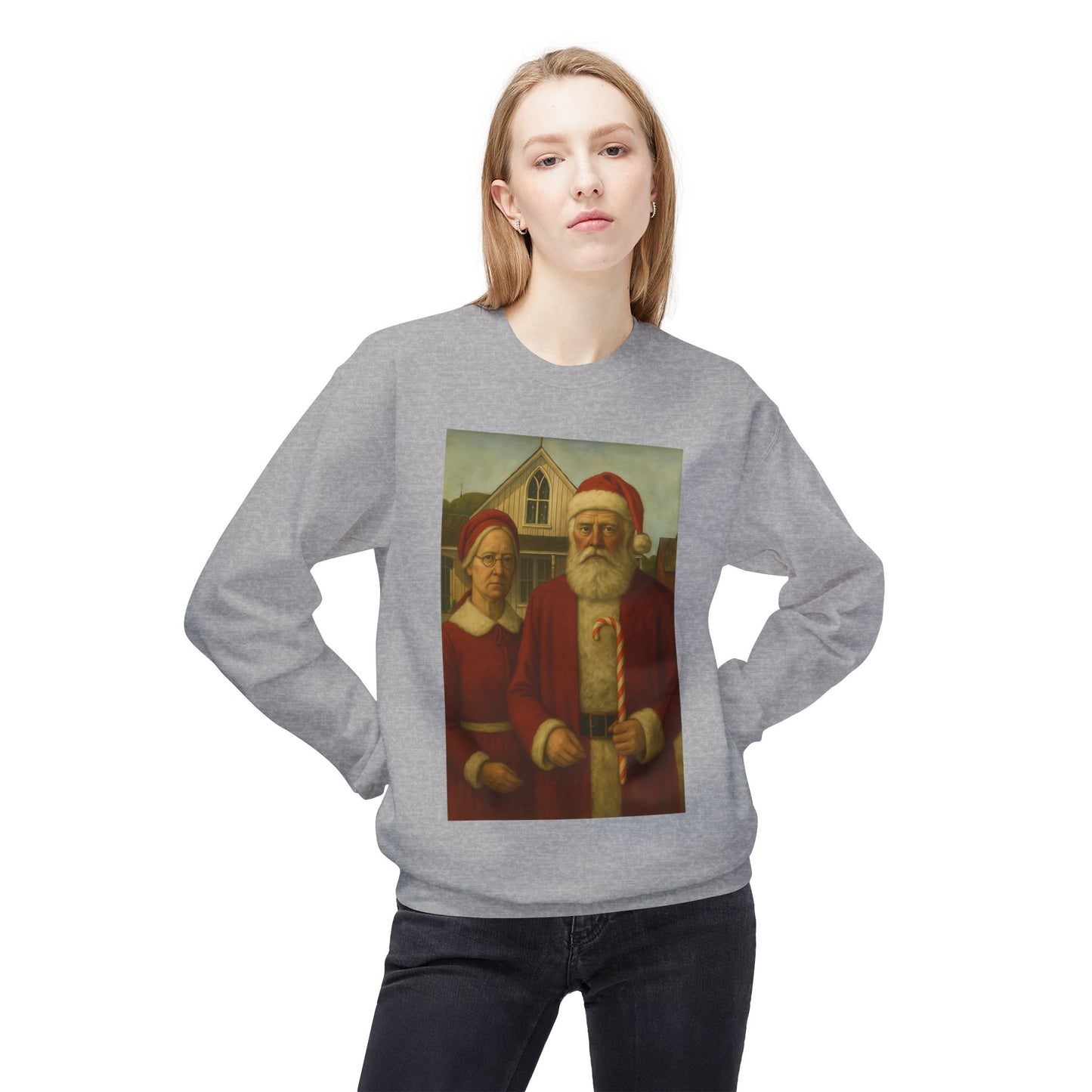 Santa and Mrs. Claus Portrait Sweatshirt | Vintage Holiday Illustration