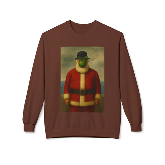 Surreal Pear Man Santa Sweatshirt | Holiday Art Hoodie-Style Crew