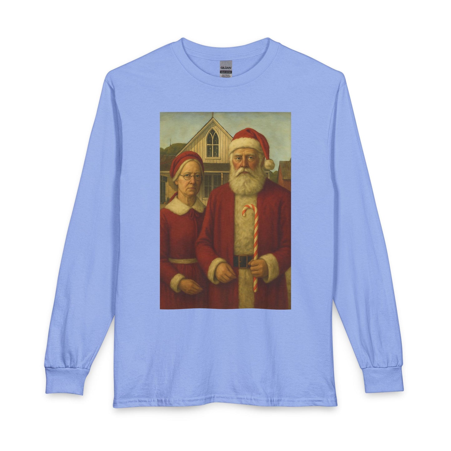 Vintage Santa and Mrs Claus Painting Long Sleeve Tee | Christmas Holiday Shirt