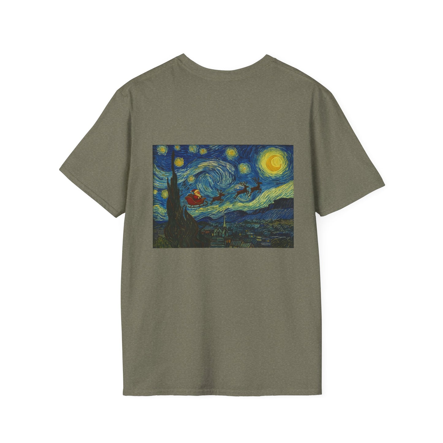 Starry Night Parody with Red Car T-Shirt | Van Gogh Style Night Sky Print