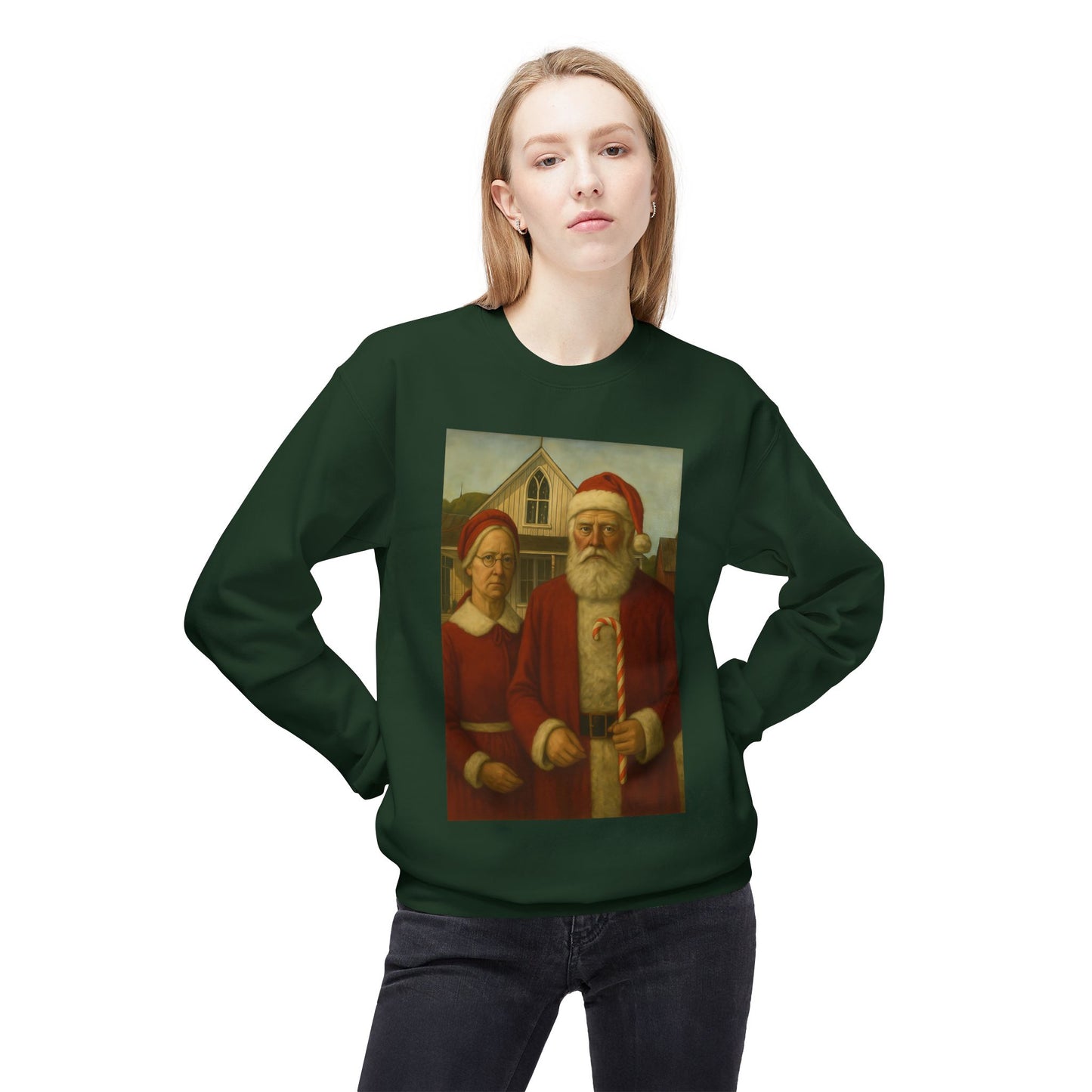 Santa and Mrs. Claus Portrait Sweatshirt | Vintage Holiday Illustration