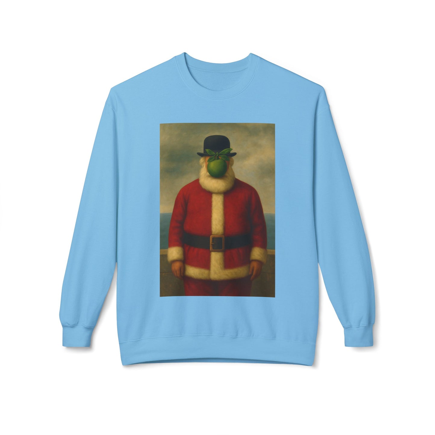 Surreal Pear Man Santa Sweatshirt | Holiday Art Hoodie-Style Crew