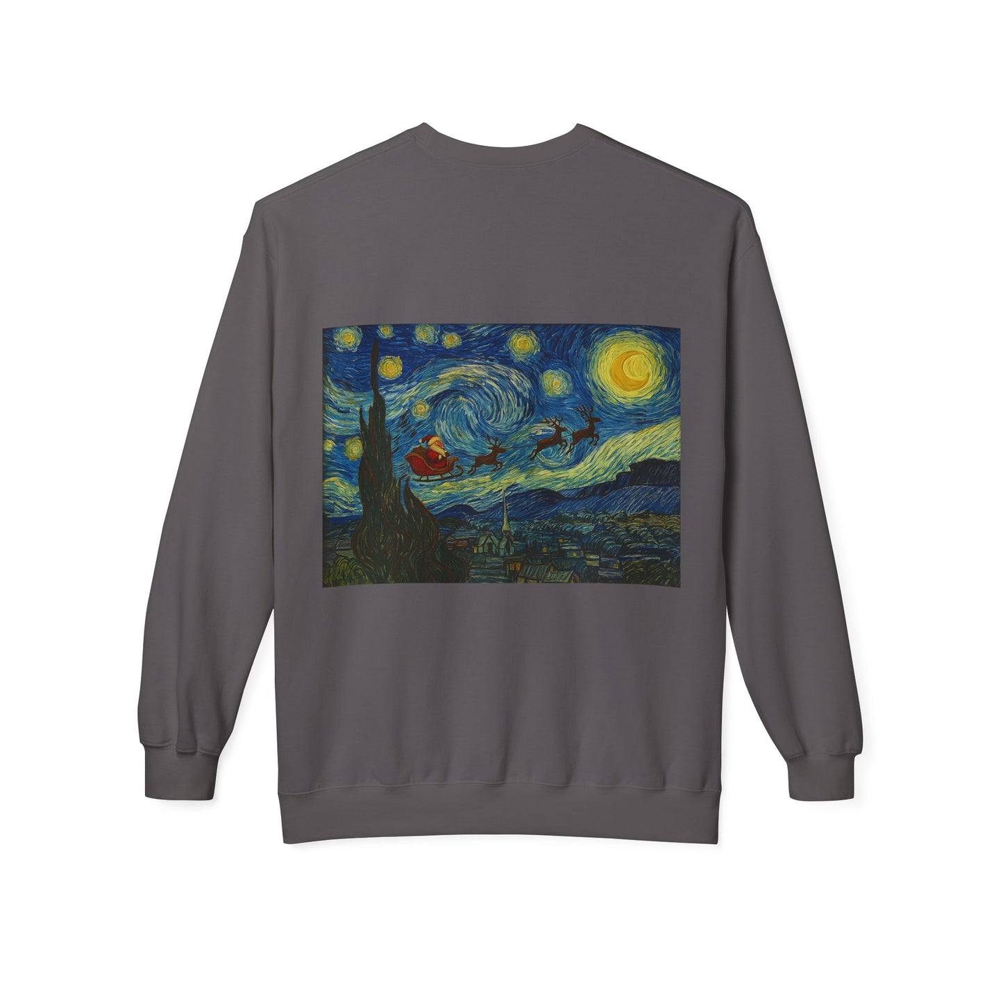 Starry Night Parody Crewneck Sweatshirt | Van Gogh Style Night Sky Print