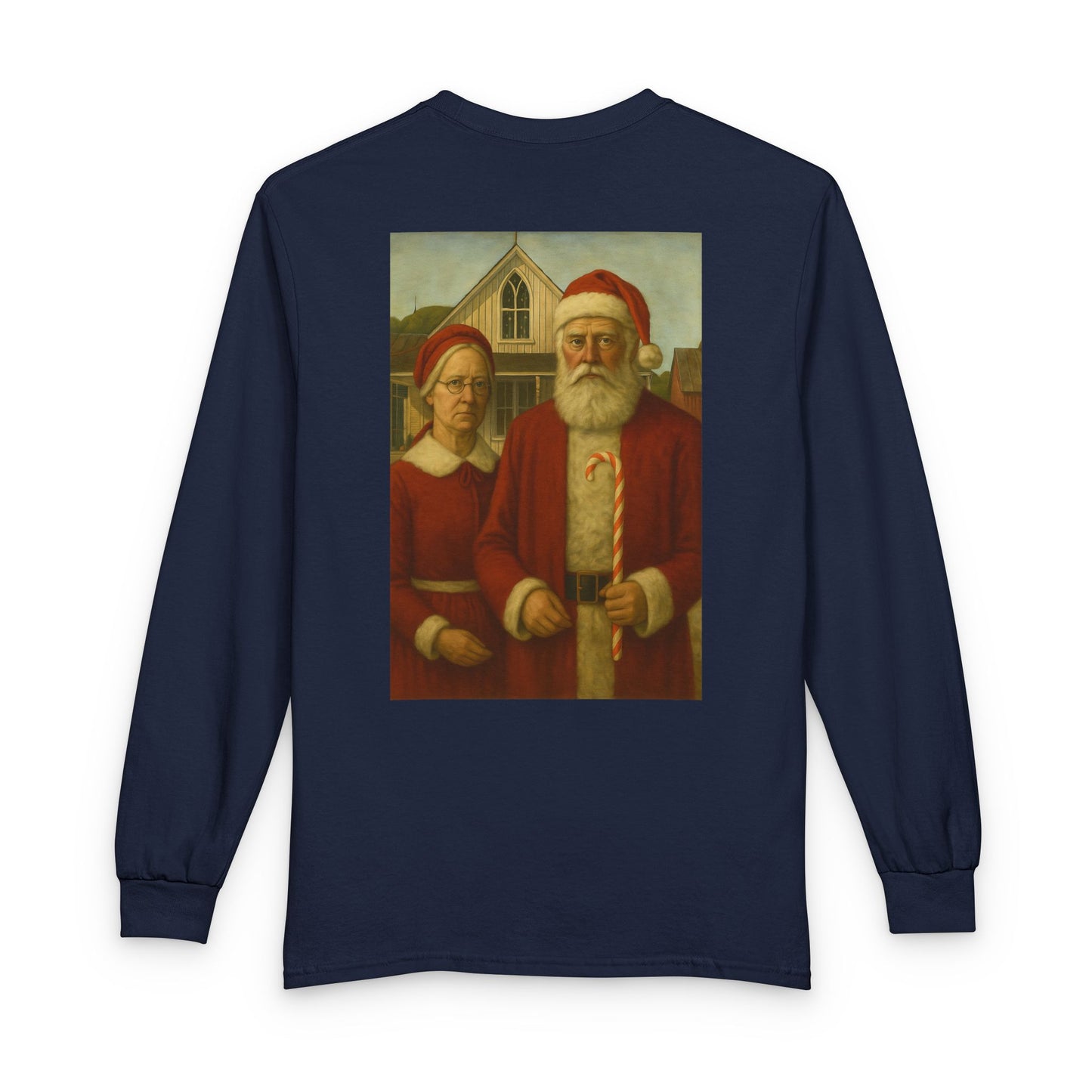 Vintage Santa and Mrs Claus Painting Long Sleeve Tee | Christmas Holiday Shirt