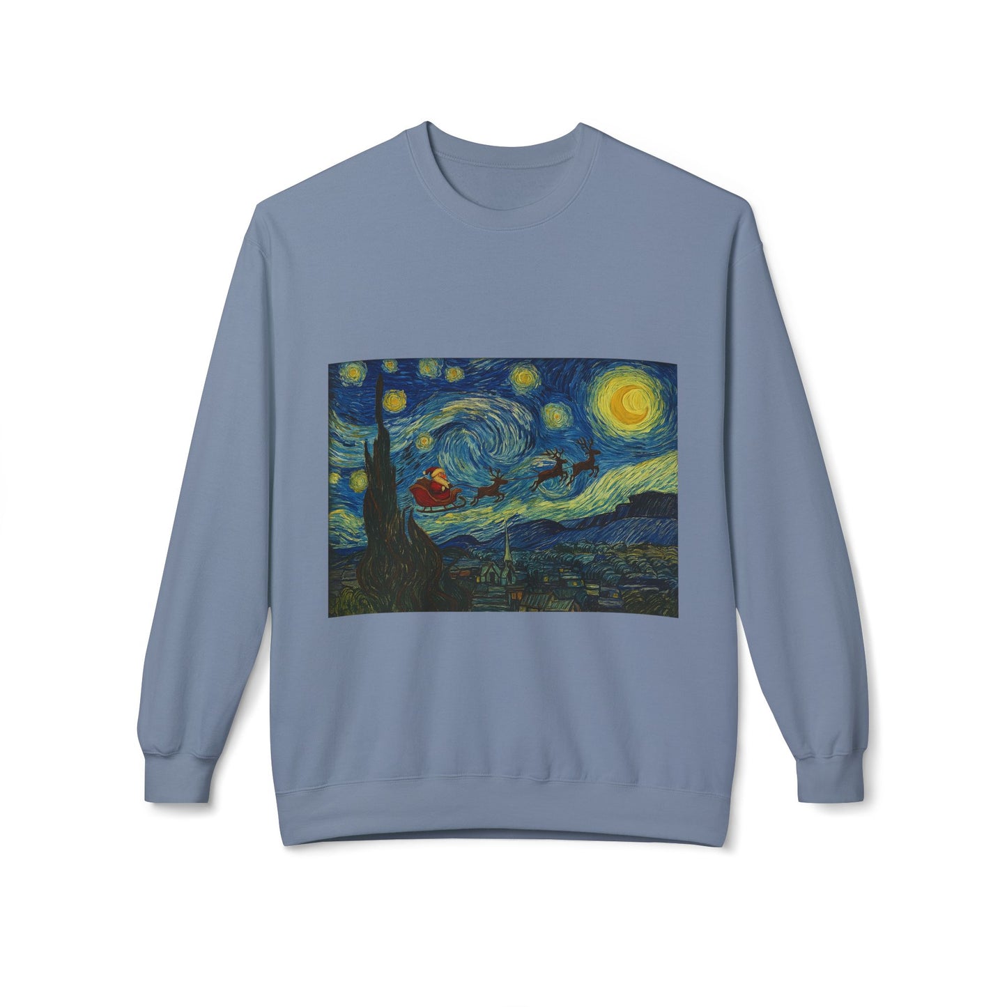 Starry Night Parody Crewneck Sweatshirt | Van Gogh Style Night Sky Print