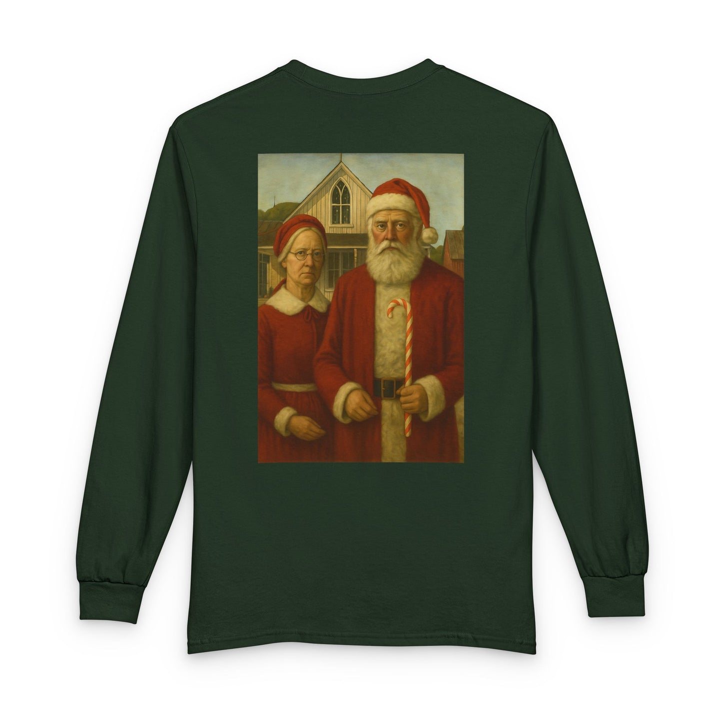 Vintage Santa and Mrs Claus Painting Long Sleeve Tee | Christmas Holiday Shirt