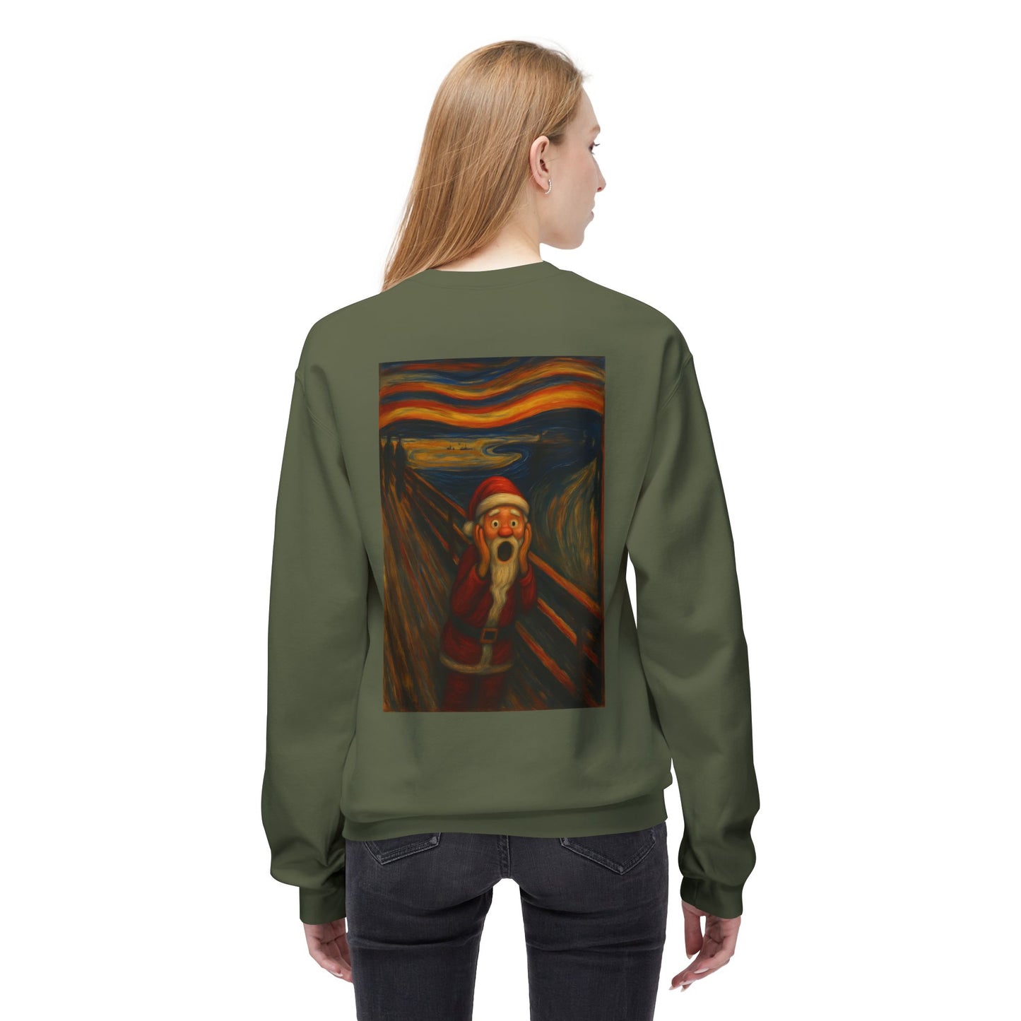 Santa Scream painting Crewneck Sweatshirt | Christmas holiday art