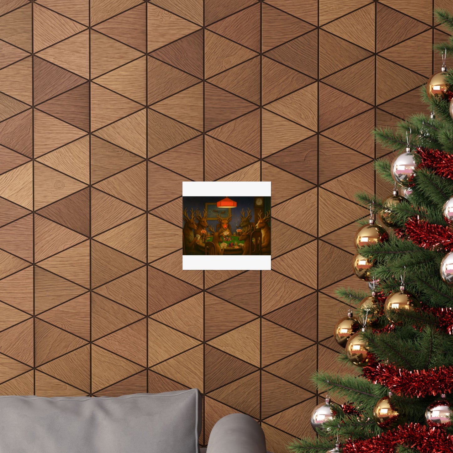 Rudolph Poker Night Poster | Matte Vertical Poster, Reindeer Card Game Art