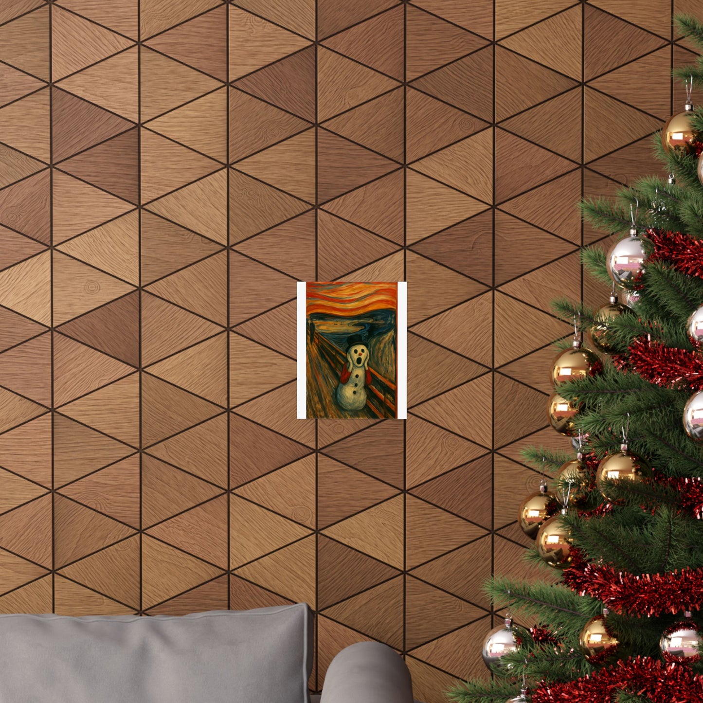 Screaming Snowman poster Matte Vertical Poster | Surreal Winter Art, Expressionist Print