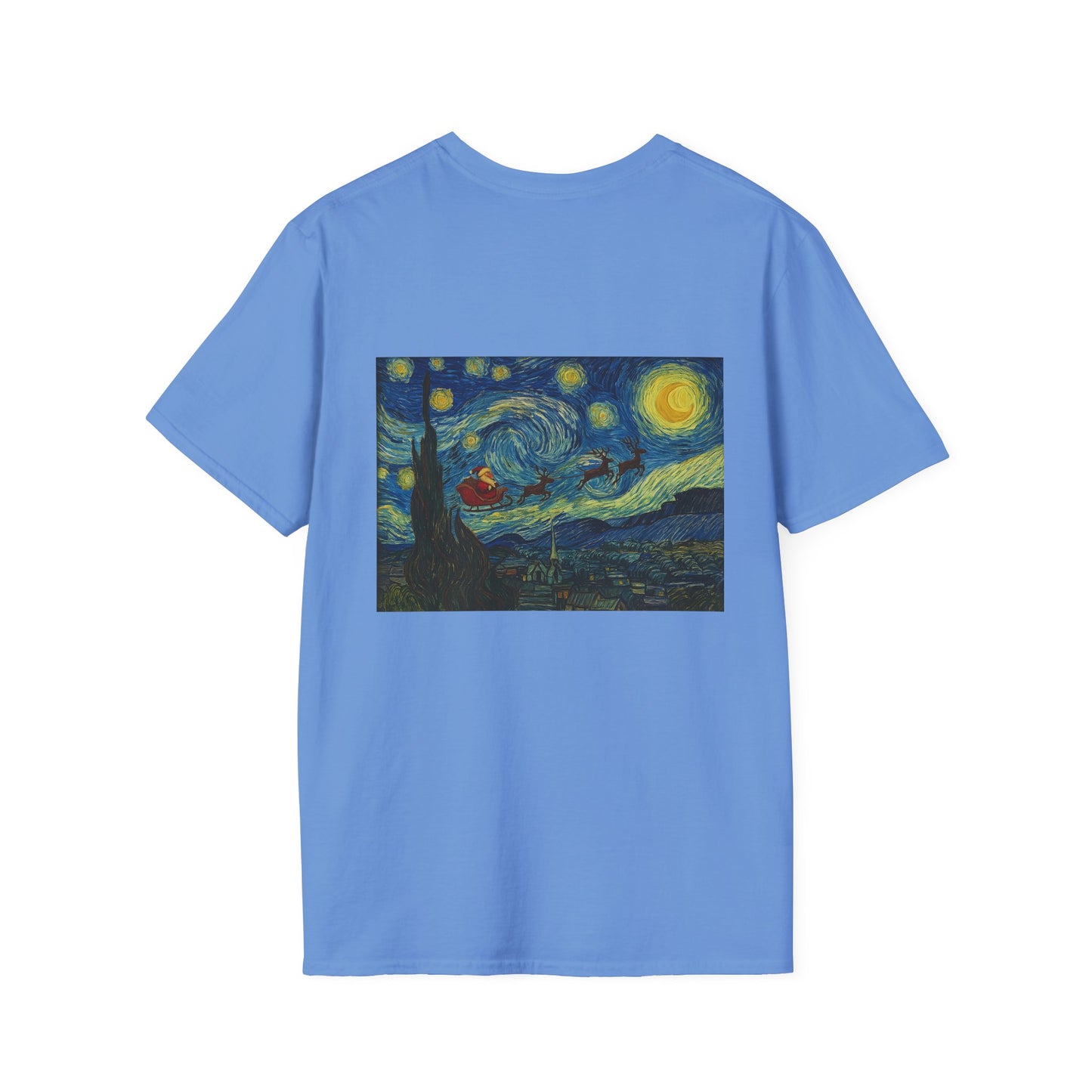 Starry Night Parody with Red Car T-Shirt | Van Gogh Style Night Sky Print