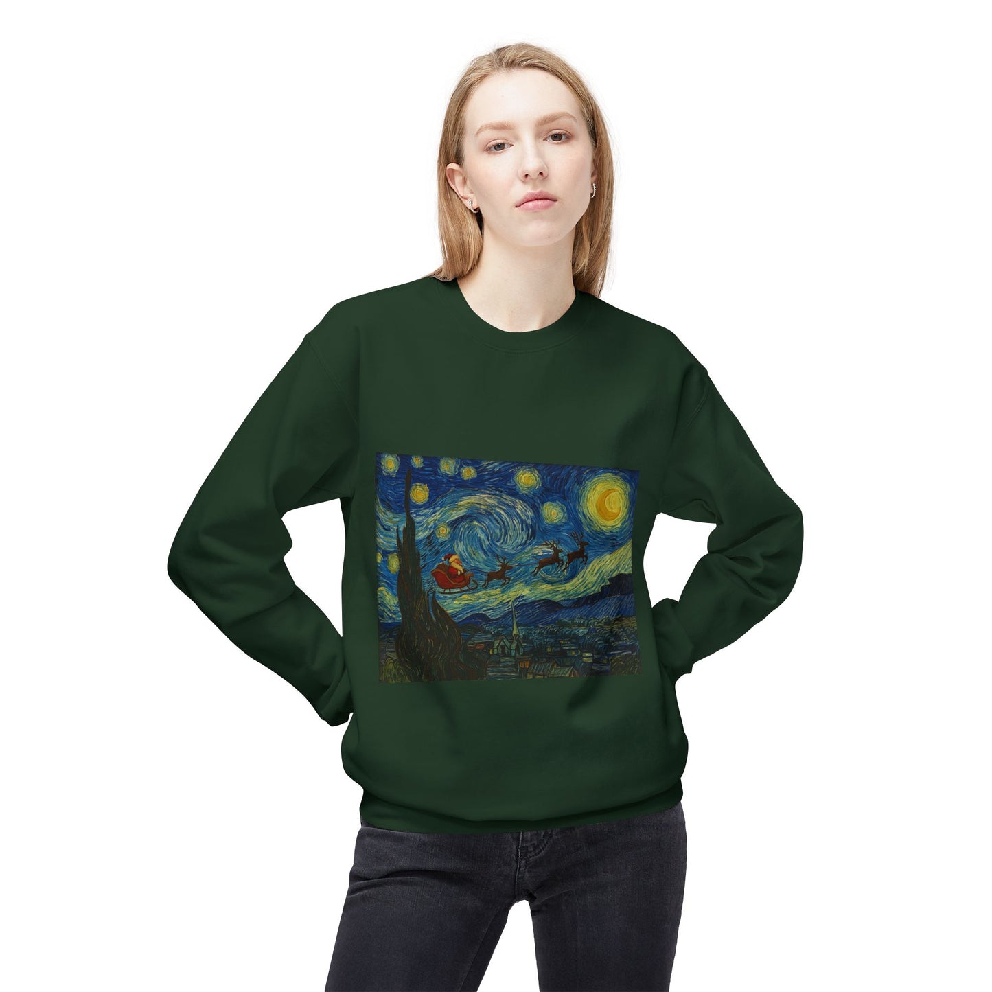 Starry Night Parody Crewneck Sweatshirt | Van Gogh Style Night Sky Print