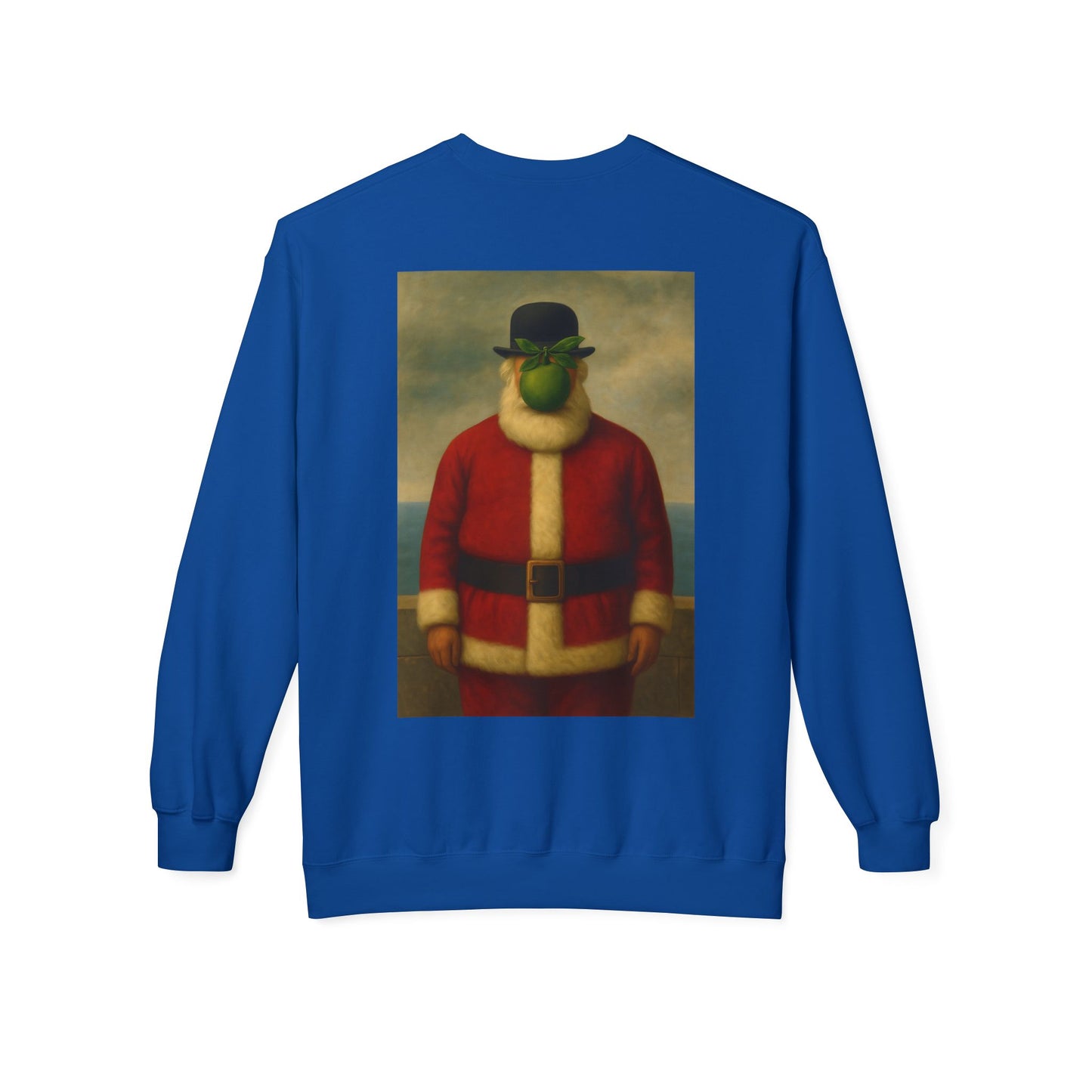 Surreal Pear Man Santa Sweatshirt | Holiday Art Hoodie-Style Crew