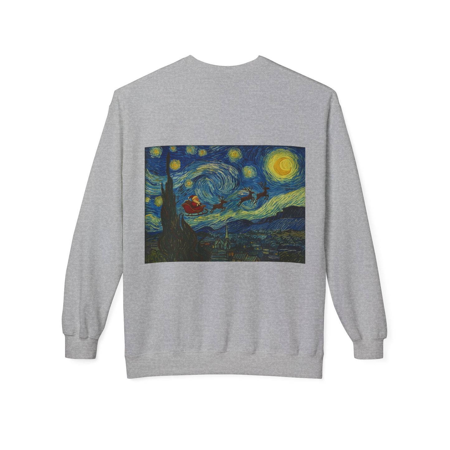 Starry Night Parody Crewneck Sweatshirt | Van Gogh Style Night Sky Print