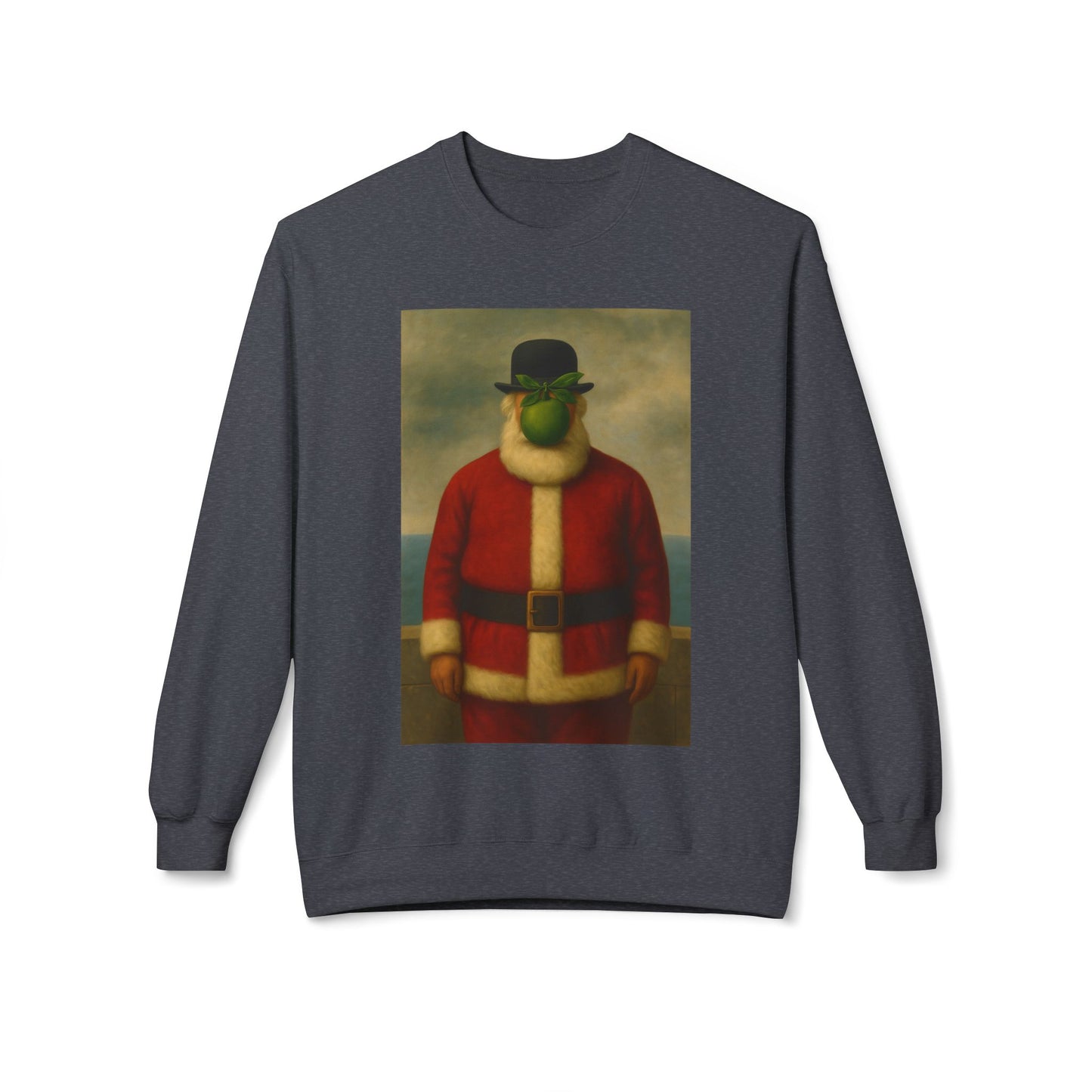 Surreal Pear Man Santa Sweatshirt | Holiday Art Hoodie-Style Crew