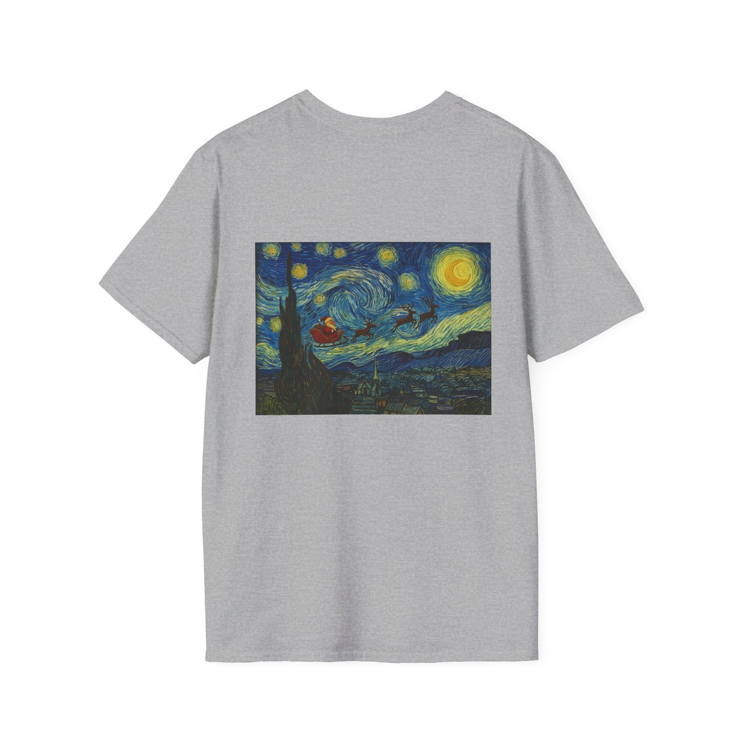 Starry Night Parody with Red Car T-Shirt | Van Gogh Style Night Sky Print