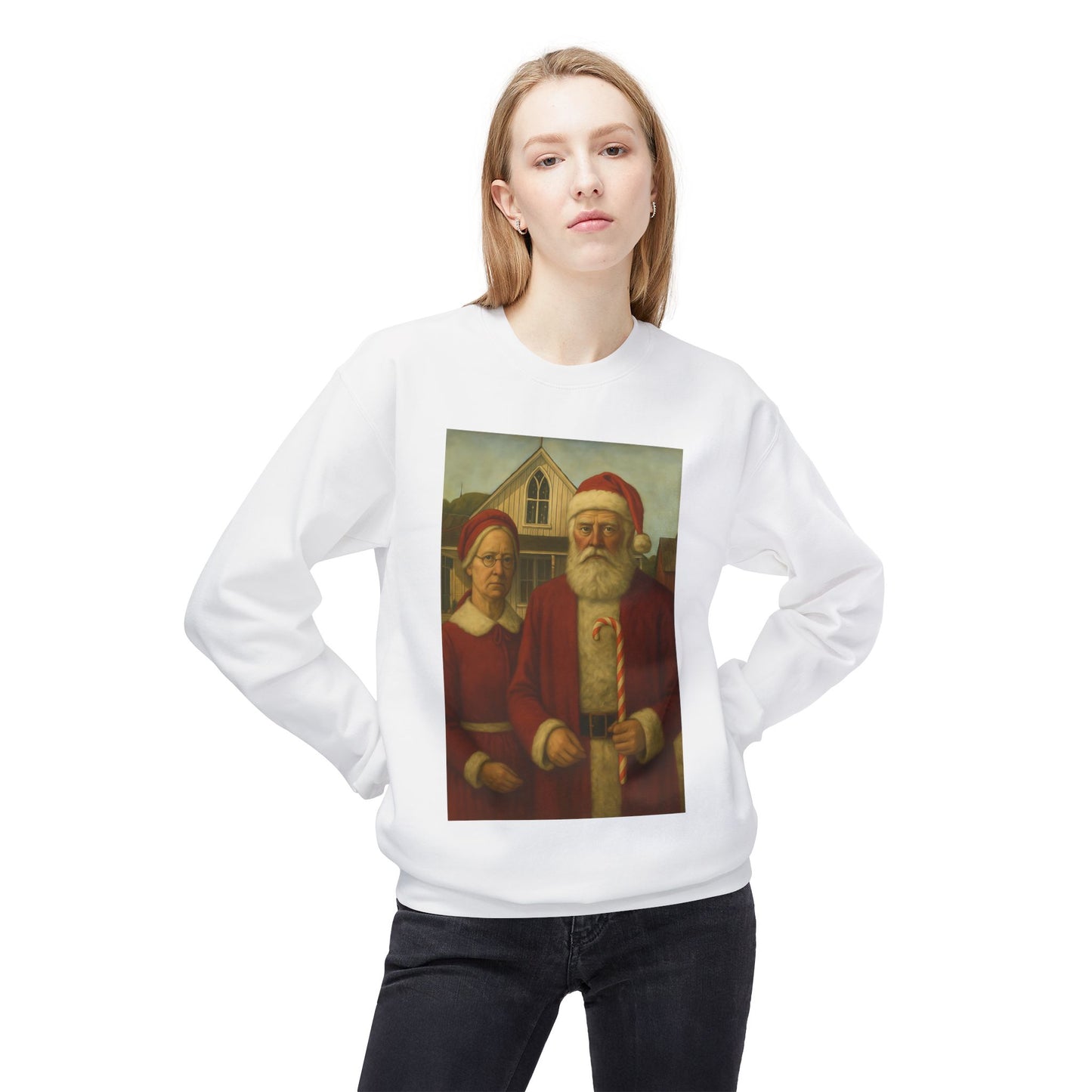 Santa and Mrs. Claus Portrait Sweatshirt | Vintage Holiday Illustration