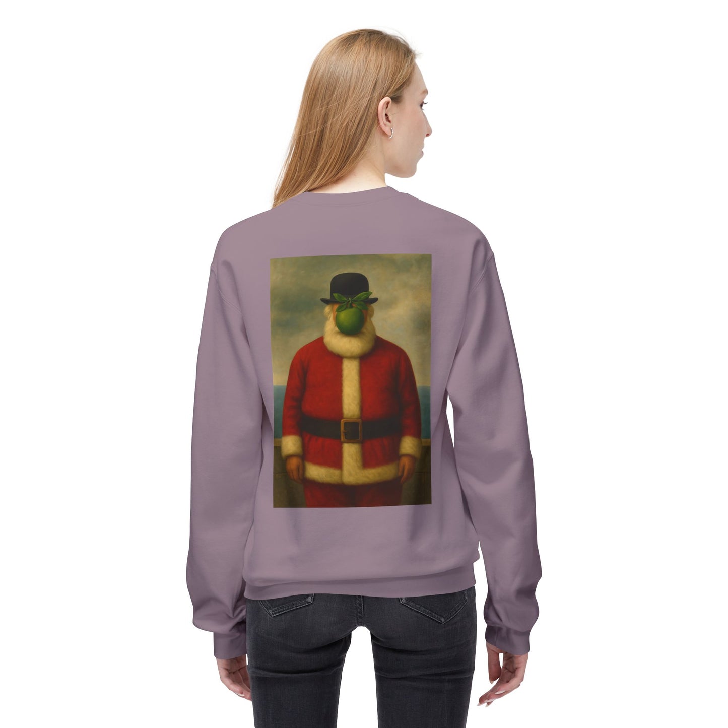 Surreal Pear Man Santa Sweatshirt | Holiday Art Hoodie-Style Crew