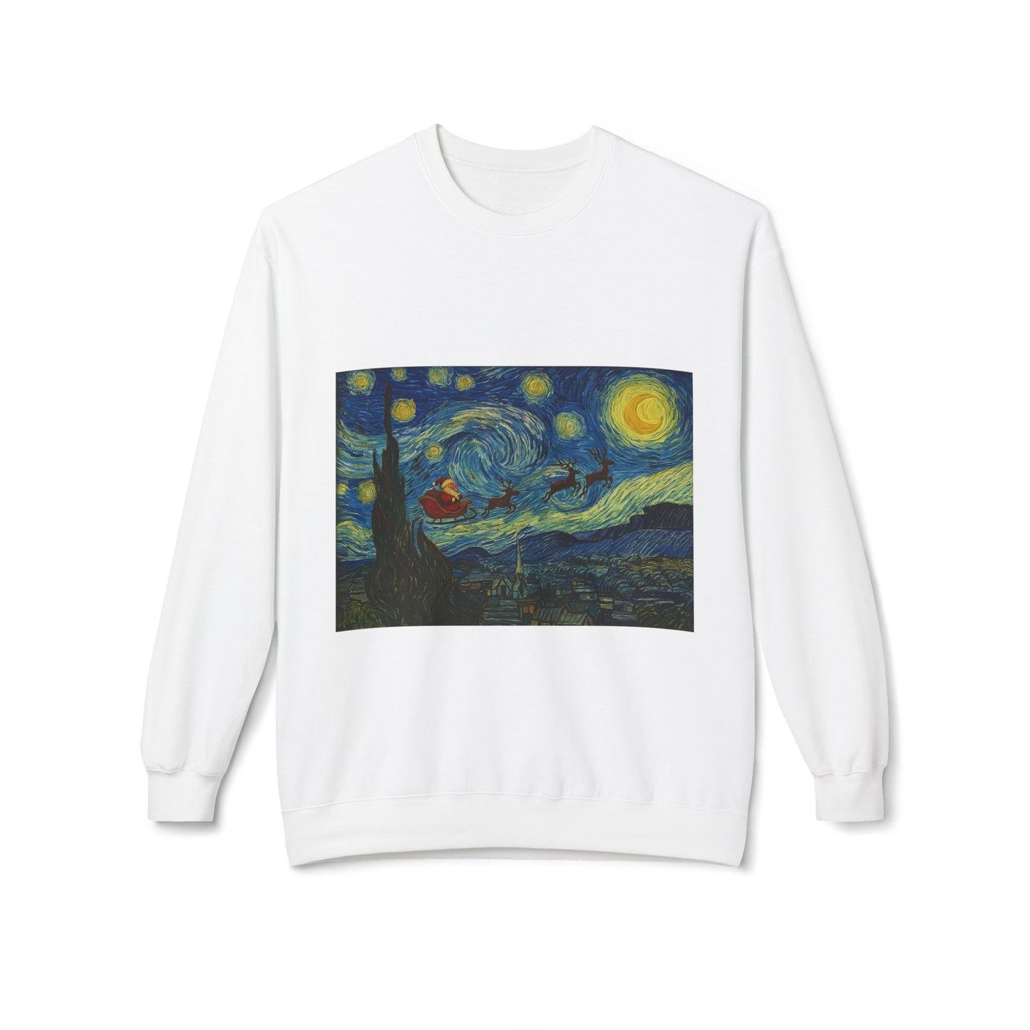 Starry Night Parody Crewneck Sweatshirt | Van Gogh Style Night Sky Print