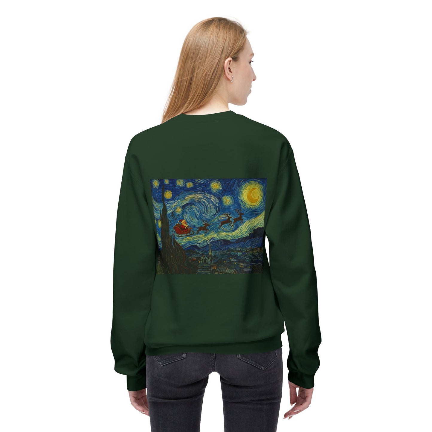 Starry Night Parody Crewneck Sweatshirt | Van Gogh Style Night Sky Print