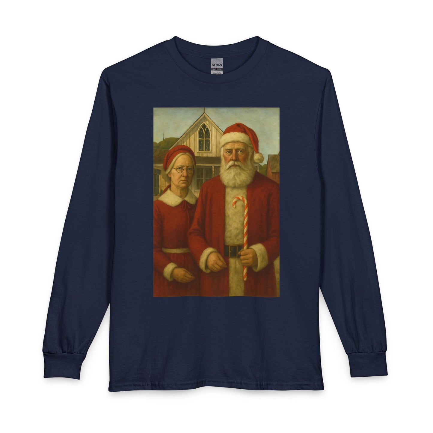 Vintage Santa and Mrs Claus Painting Long Sleeve Tee | Christmas Holiday Shirt