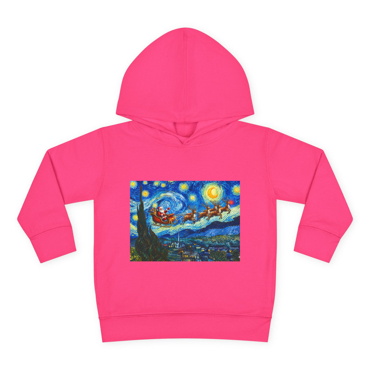 Toddler Hoodie — Starry Night Santa Sleigh Christmas Pullover